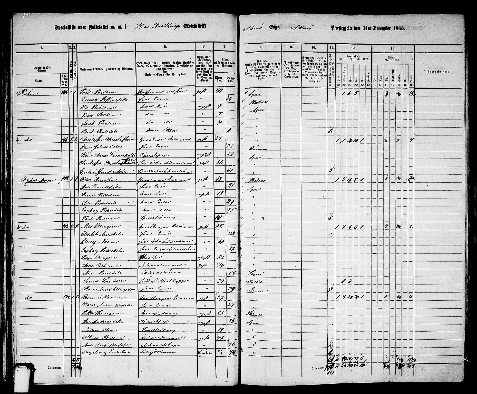 RA, 1865 census for Aukra, 1865, p. 47