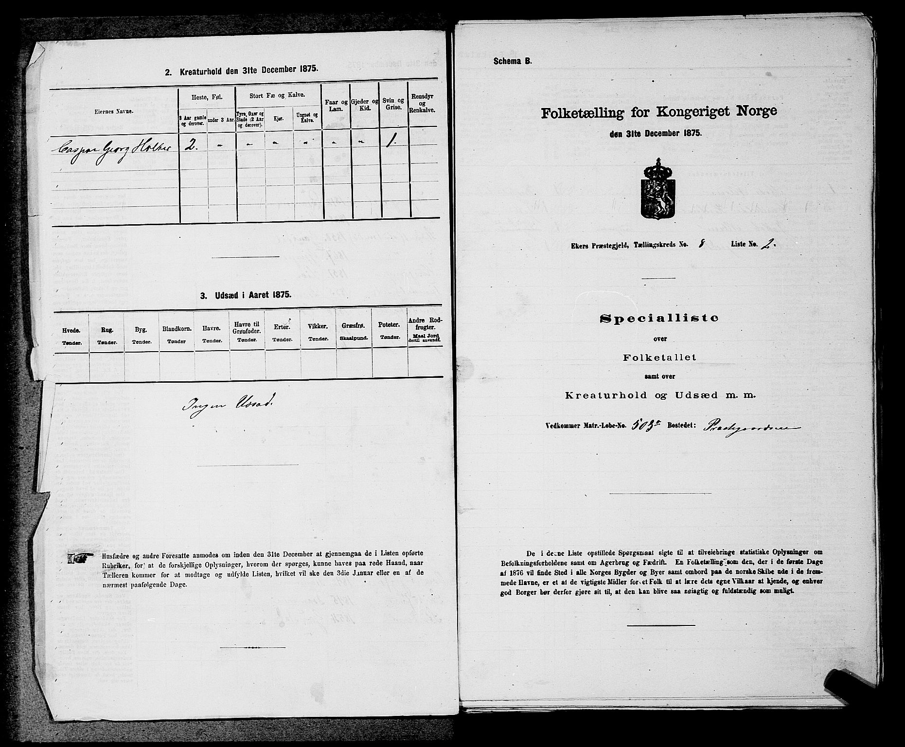 SAKO, 1875 census for 0624P Eiker, 1875, p. 1436