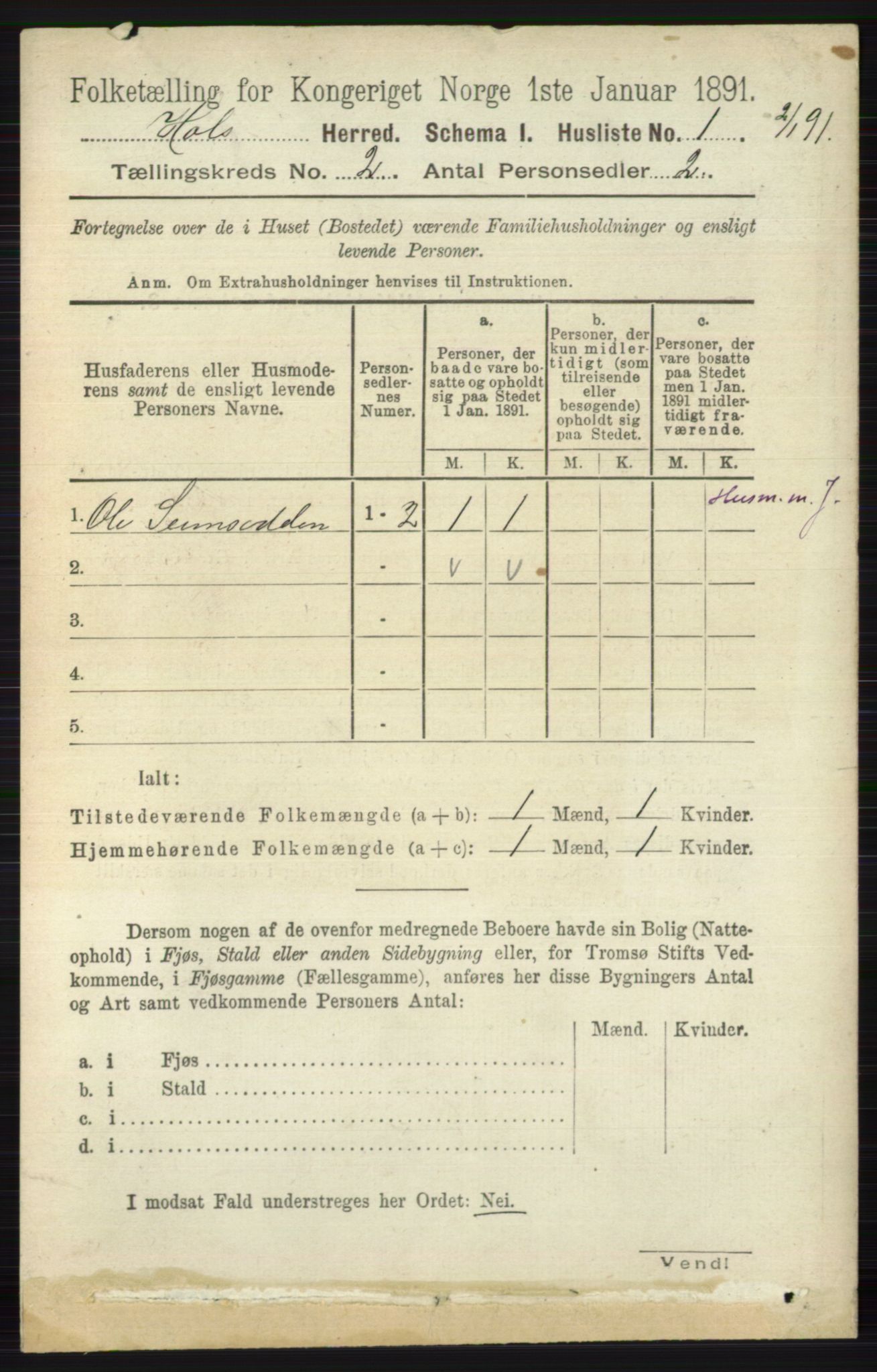 RA, 1891 census for 0620 Hol, 1891, p. 283