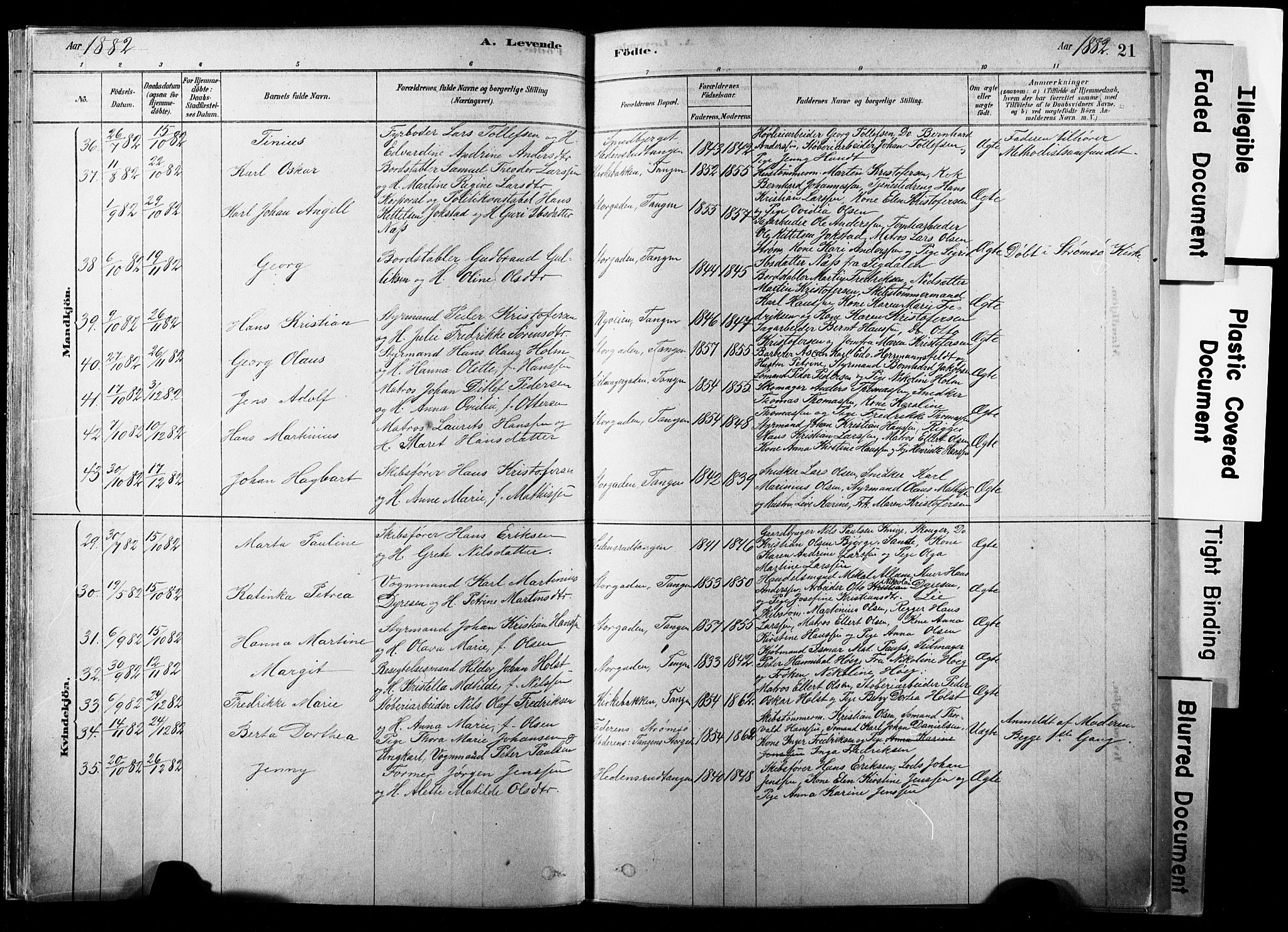 Strømsø kirkebøker, AV/SAKO-A-246/F/Fb/L0006: Parish register (official) no. II 6, 1879-1910, p. 21