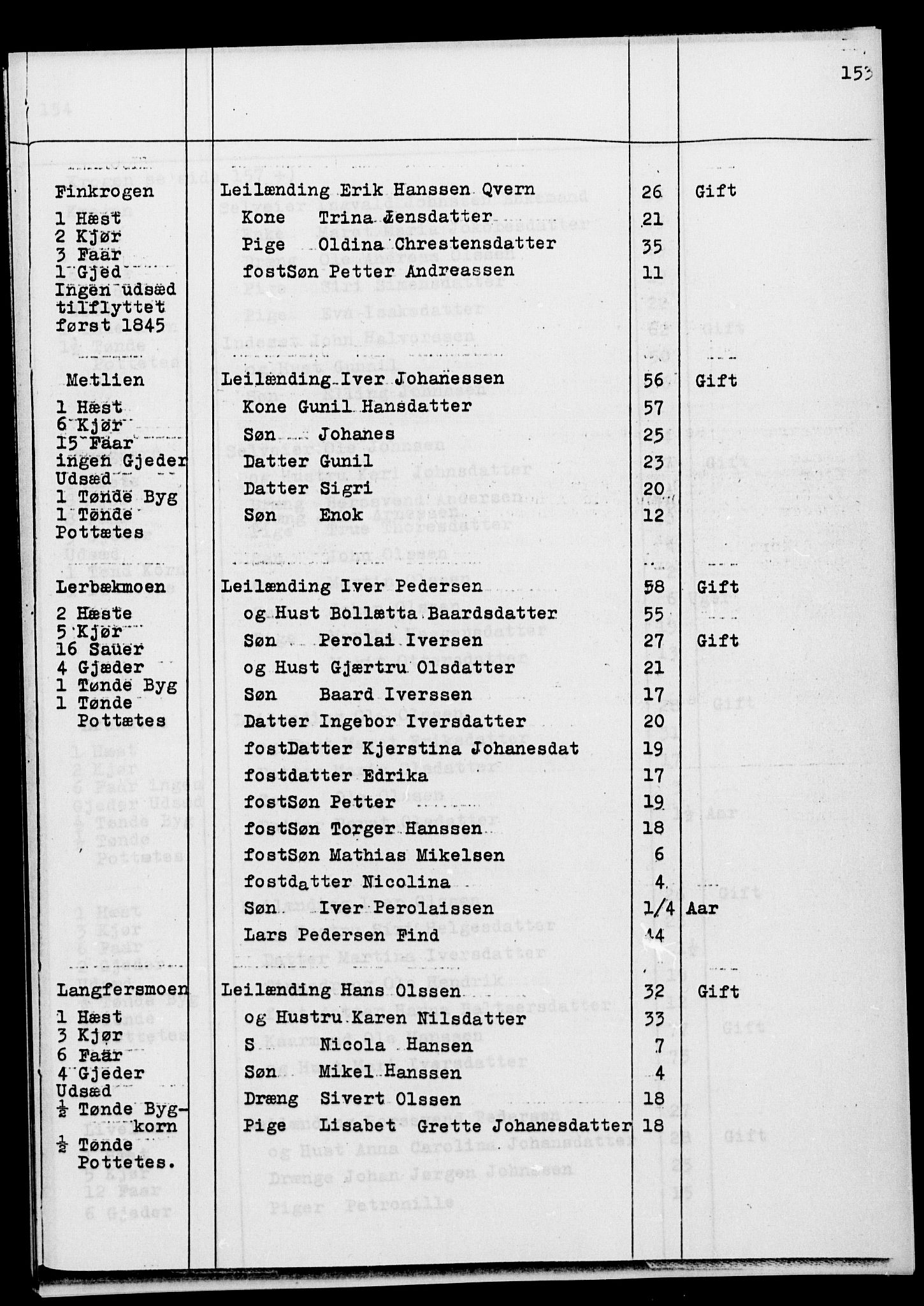 SATØ, Census 1845 for Ibestad, 1845, p. 153