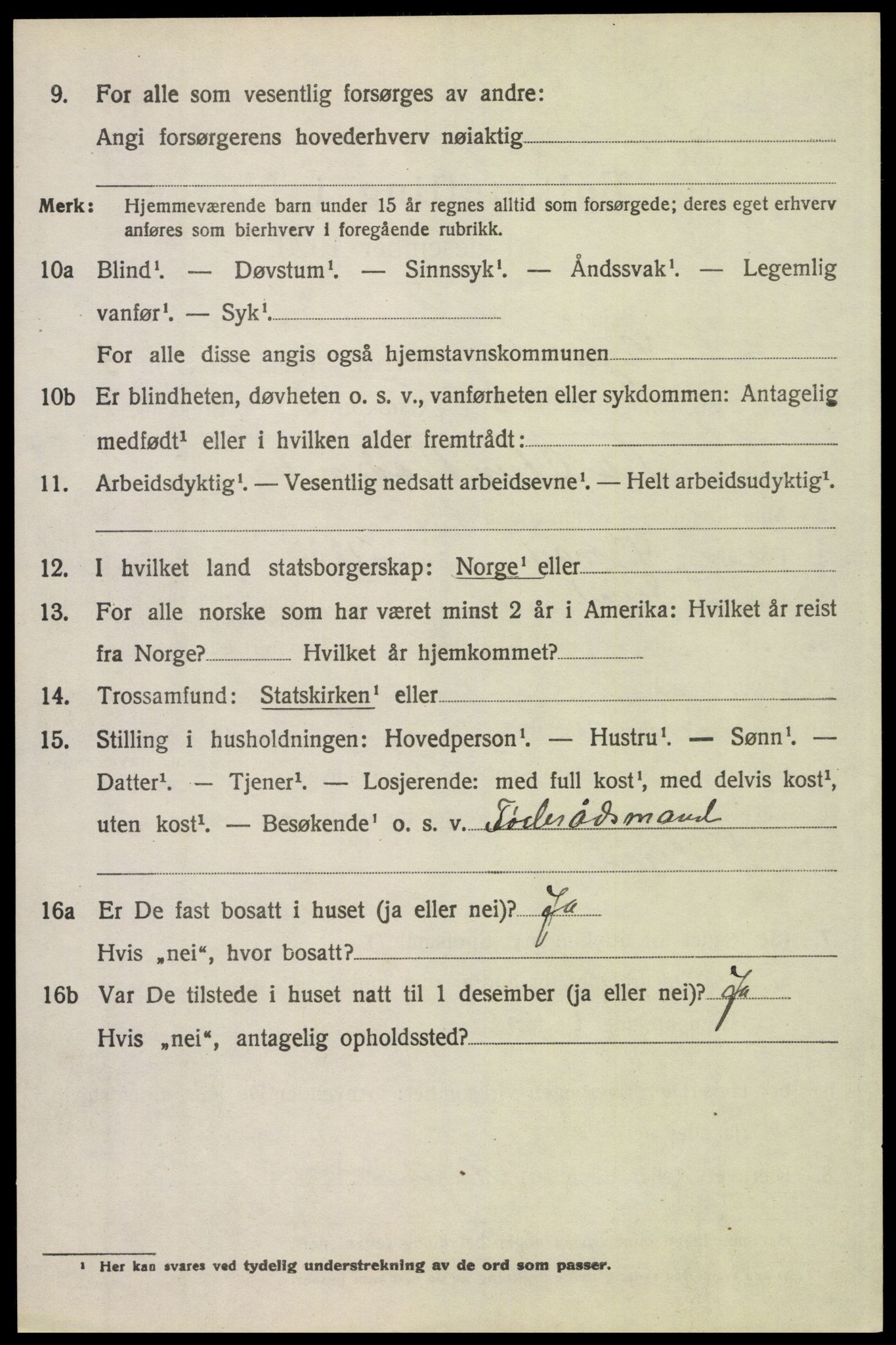 SAH, 1920 census for Trysil, 1920, p. 3570