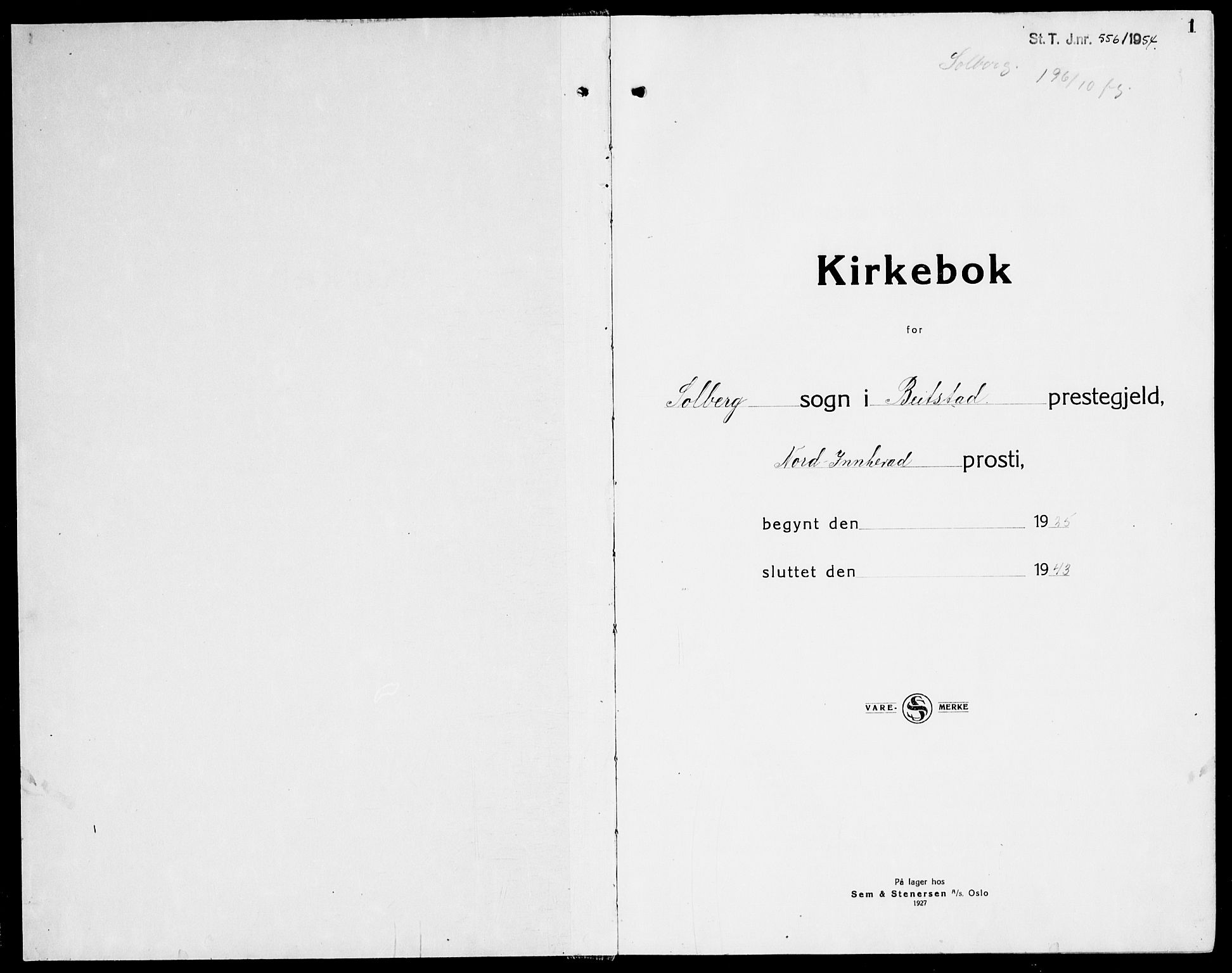 Ministerialprotokoller, klokkerbøker og fødselsregistre - Nord-Trøndelag, SAT/A-1458/741/L0403: Parish register (copy) no. 741C04, 1925-1944, p. 1