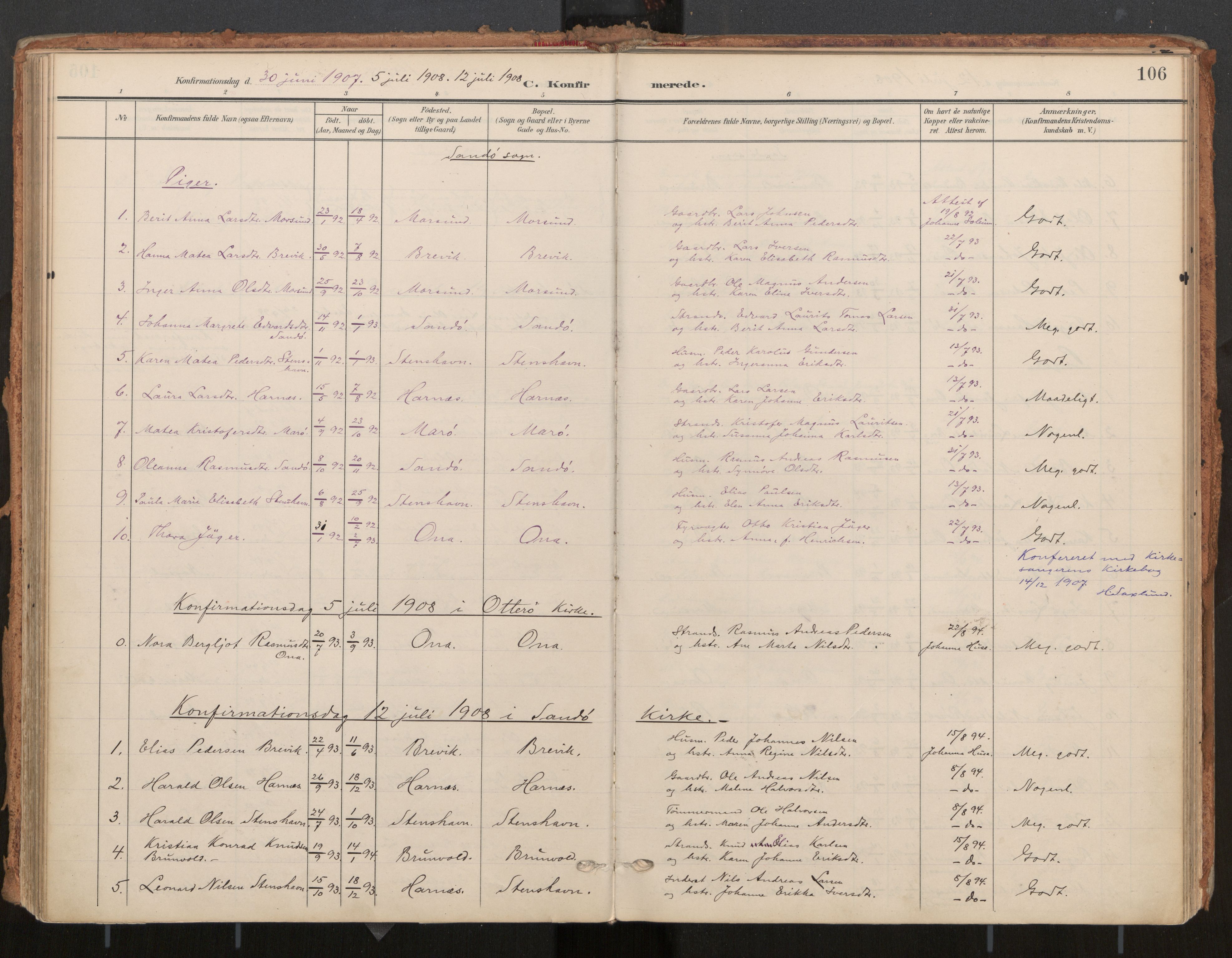 Ministerialprotokoller, klokkerbøker og fødselsregistre - Møre og Romsdal, SAT/A-1454/561/L0730: Parish register (official) no. 561A04, 1901-1929, p. 106