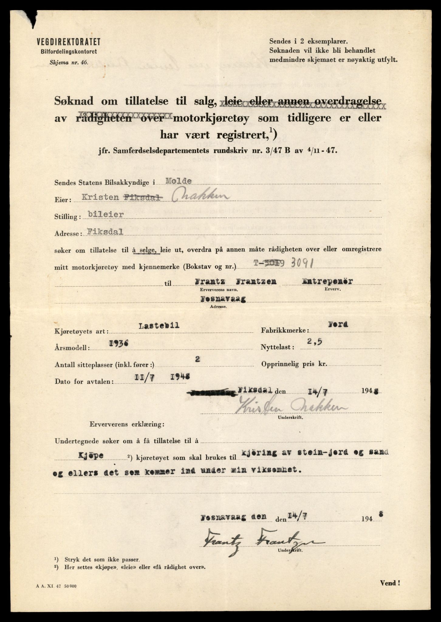 Møre og Romsdal vegkontor - Ålesund trafikkstasjon, AV/SAT-A-4099/F/Fe/L0012: Registreringskort for kjøretøy T 1290 - T 1450, 1927-1998, p. 3258