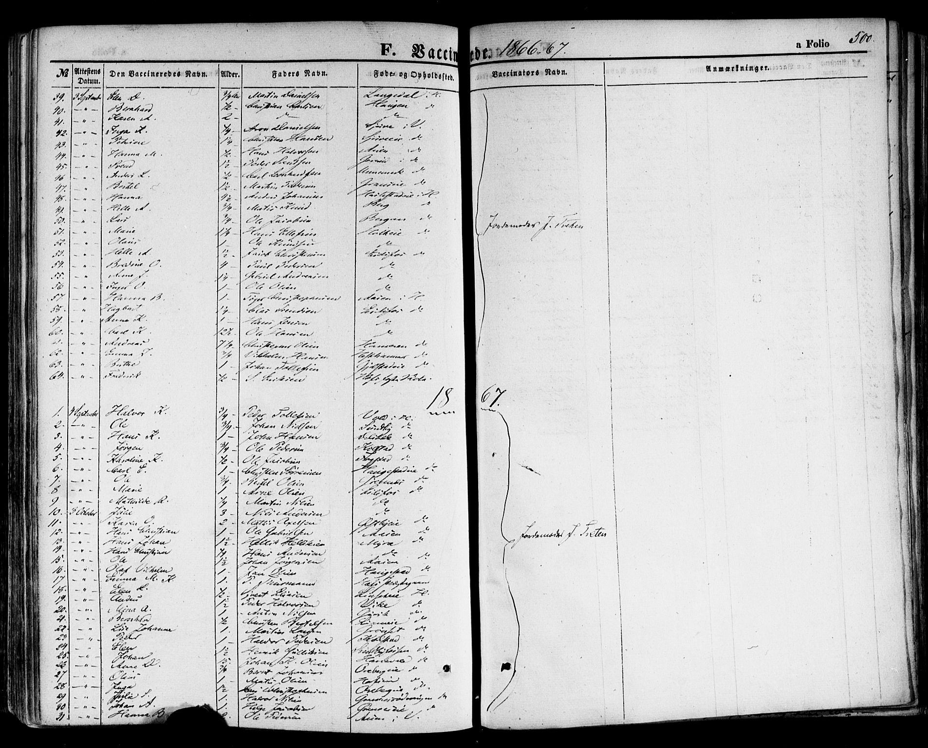 Hof kirkebøker, SAKO/A-64/F/Fa/L0006: Parish register (official) no. I 6, 1851-1877, p. 500