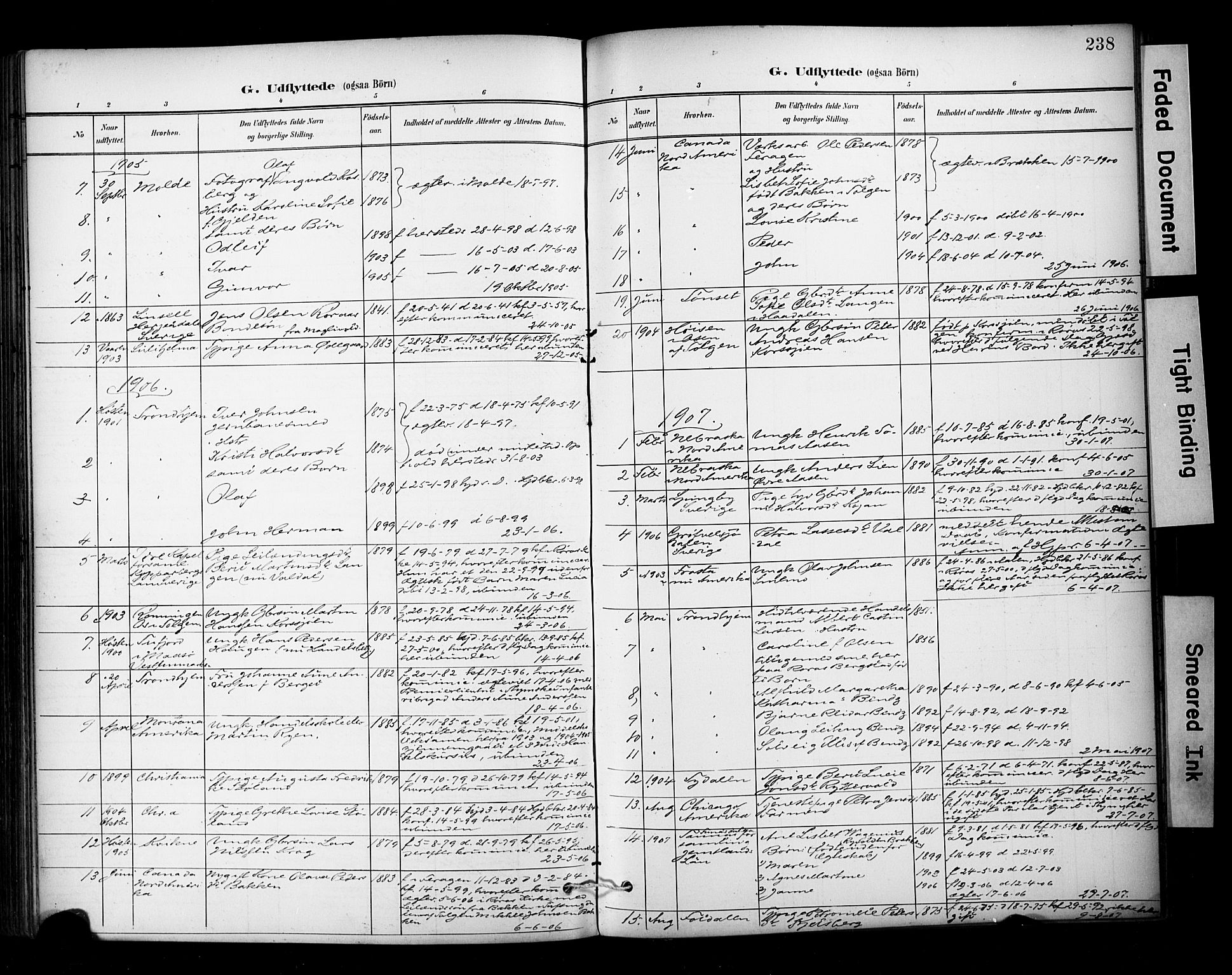 Ministerialprotokoller, klokkerbøker og fødselsregistre - Sør-Trøndelag, AV/SAT-A-1456/681/L0936: Parish register (official) no. 681A14, 1899-1908, p. 238