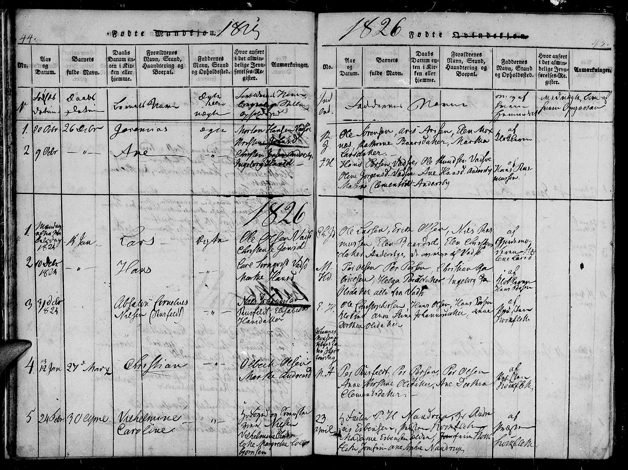 Vadsø sokneprestkontor, SATØ/S-1325/H/Ha/L0003kirke: Parish register (official) no. 3 /1, 1821-1839, p. 44-45