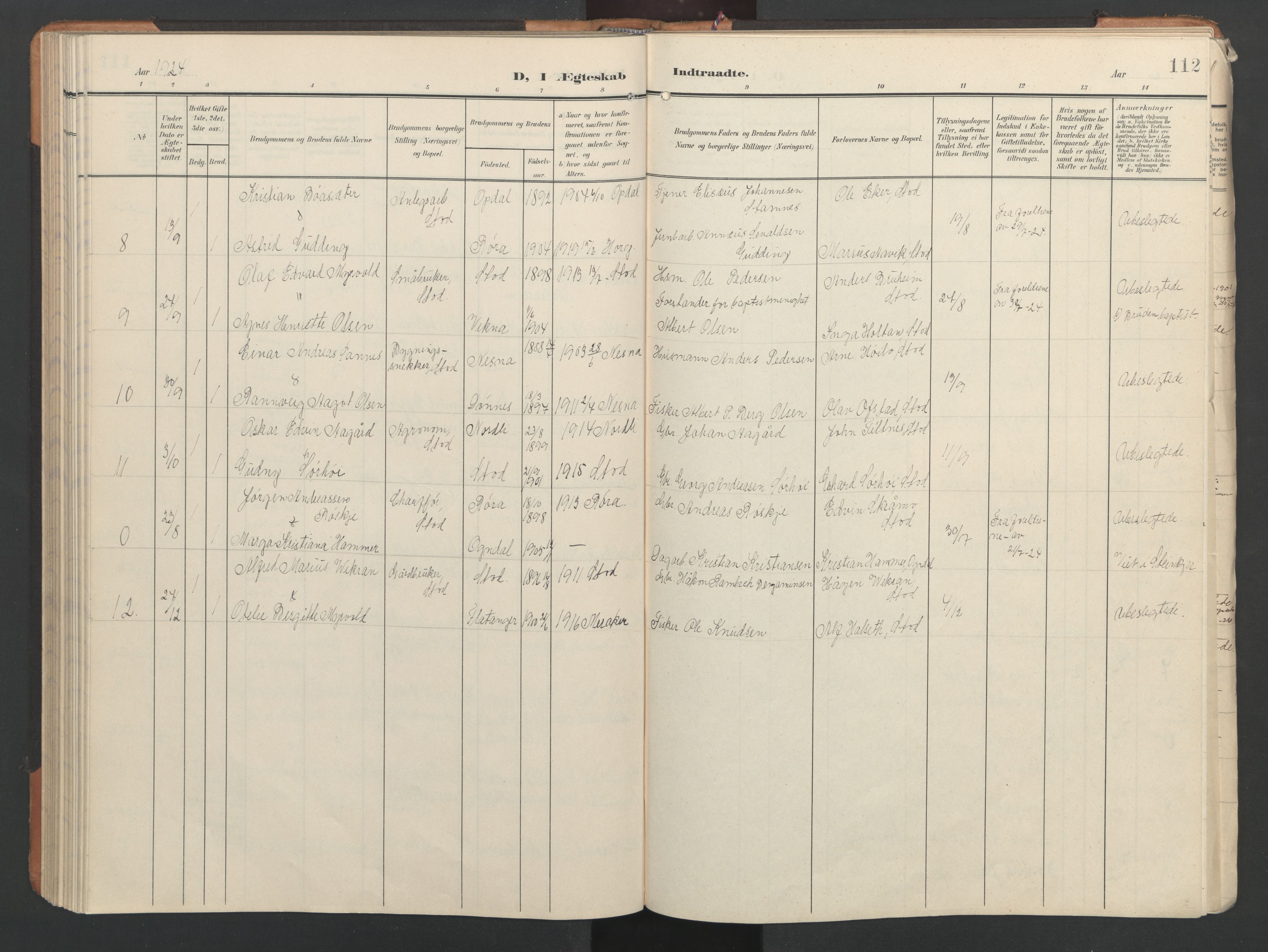 Ministerialprotokoller, klokkerbøker og fødselsregistre - Nord-Trøndelag, AV/SAT-A-1458/746/L0455: Parish register (copy) no. 746C01, 1908-1933, p. 112