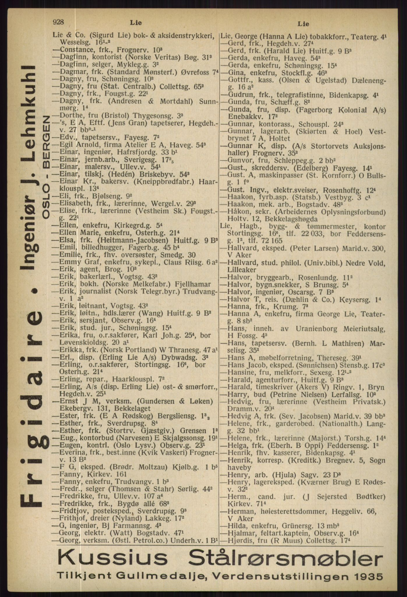 Kristiania/Oslo adressebok, PUBL/-, 1936, p. 928