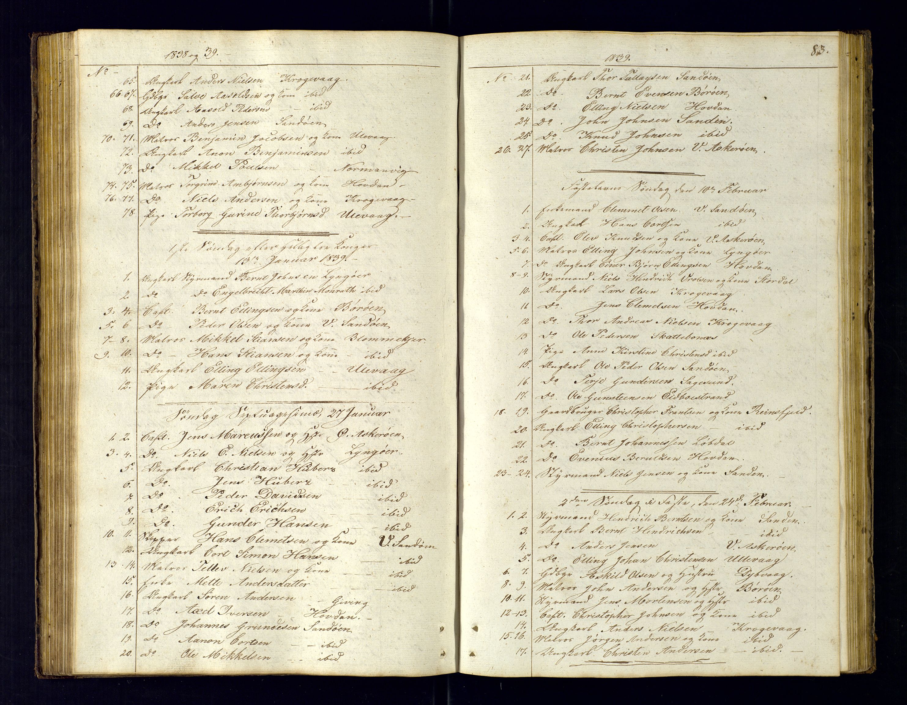 Dypvåg sokneprestkontor, AV/SAK-1111-0007/F/Fc/Fca/L0002: Communicants register no. C-2, 1831-1848, p. 83
