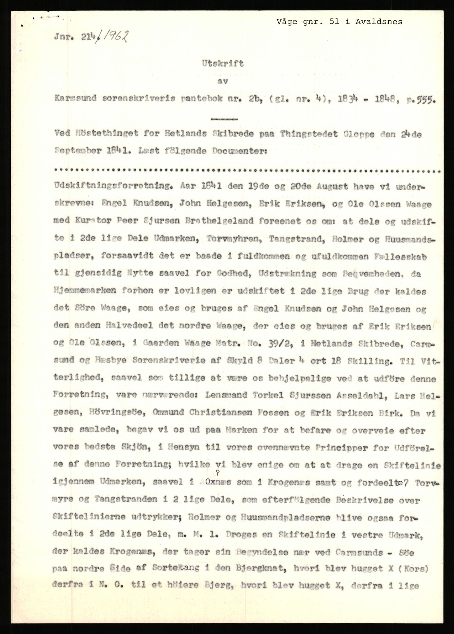 Statsarkivet i Stavanger, SAST/A-101971/03/Y/Yj/L0096: Avskrifter sortert etter gårdsnavn: Vistad - Vågen søndre, 1750-1930, p. 435