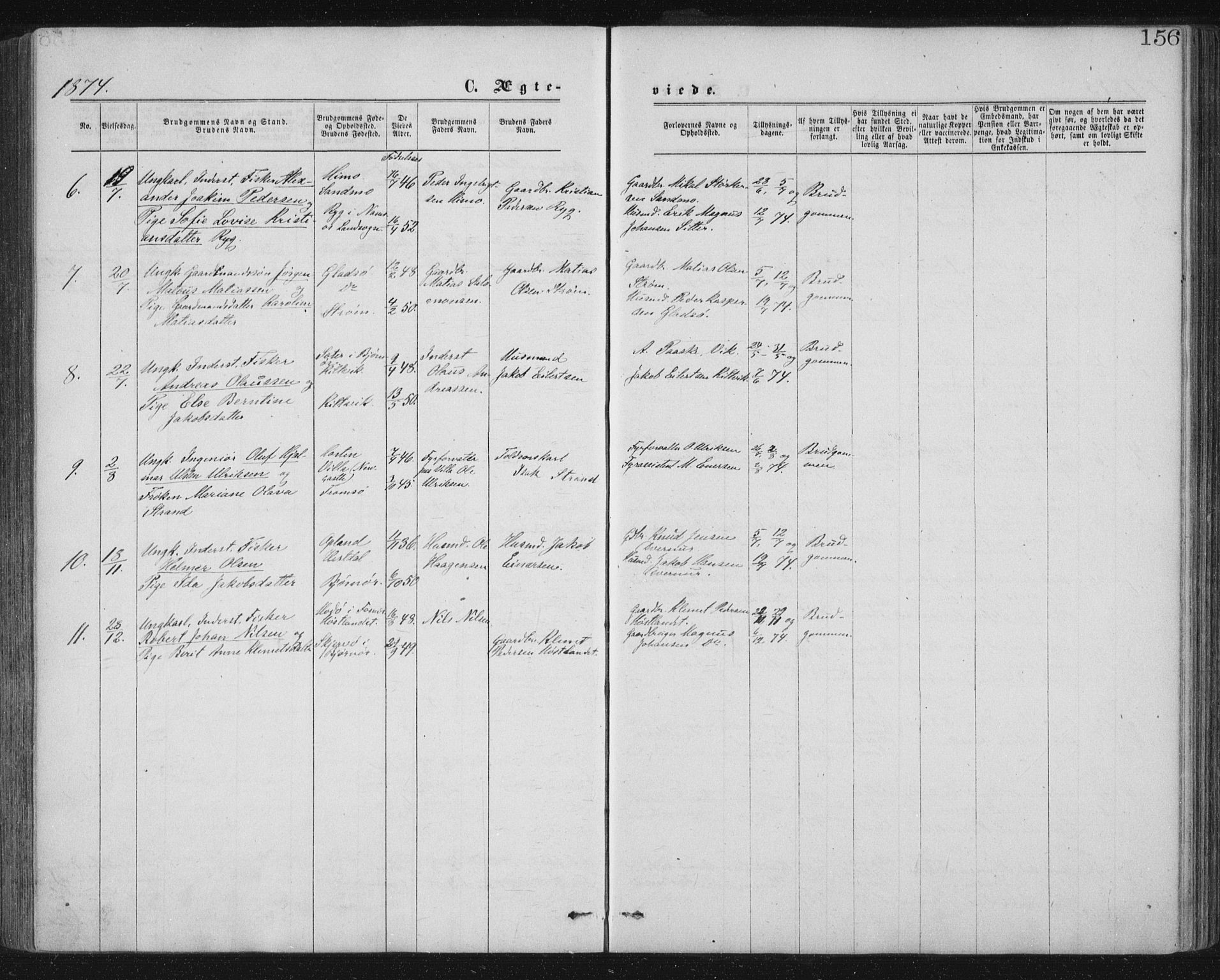 Ministerialprotokoller, klokkerbøker og fødselsregistre - Nord-Trøndelag, AV/SAT-A-1458/771/L0596: Parish register (official) no. 771A03, 1870-1884, p. 156