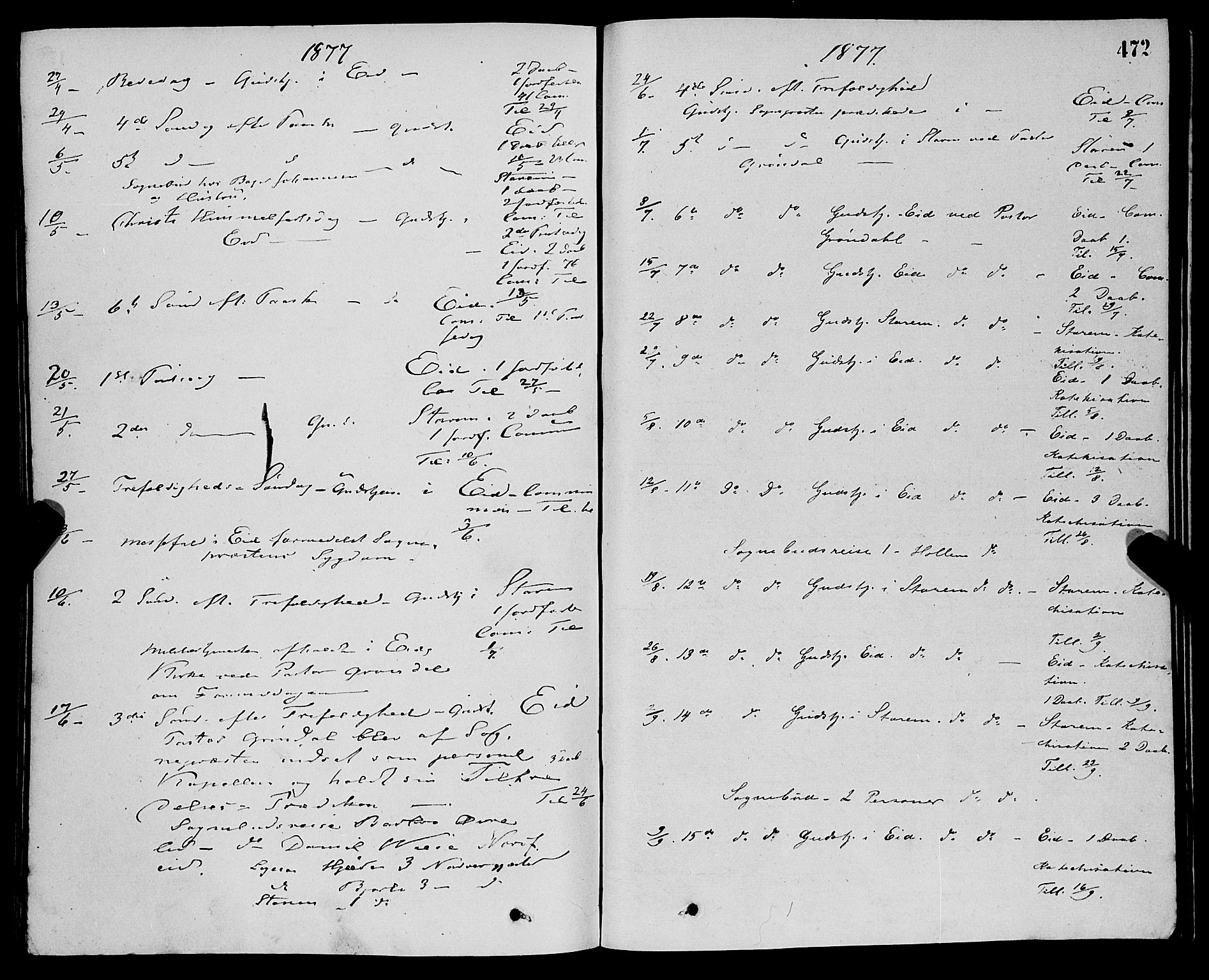 Eid sokneprestembete, AV/SAB-A-82301/H/Haa/Haaa/L0010: Parish register (official) no. A 10, 1867-1878, p. 472