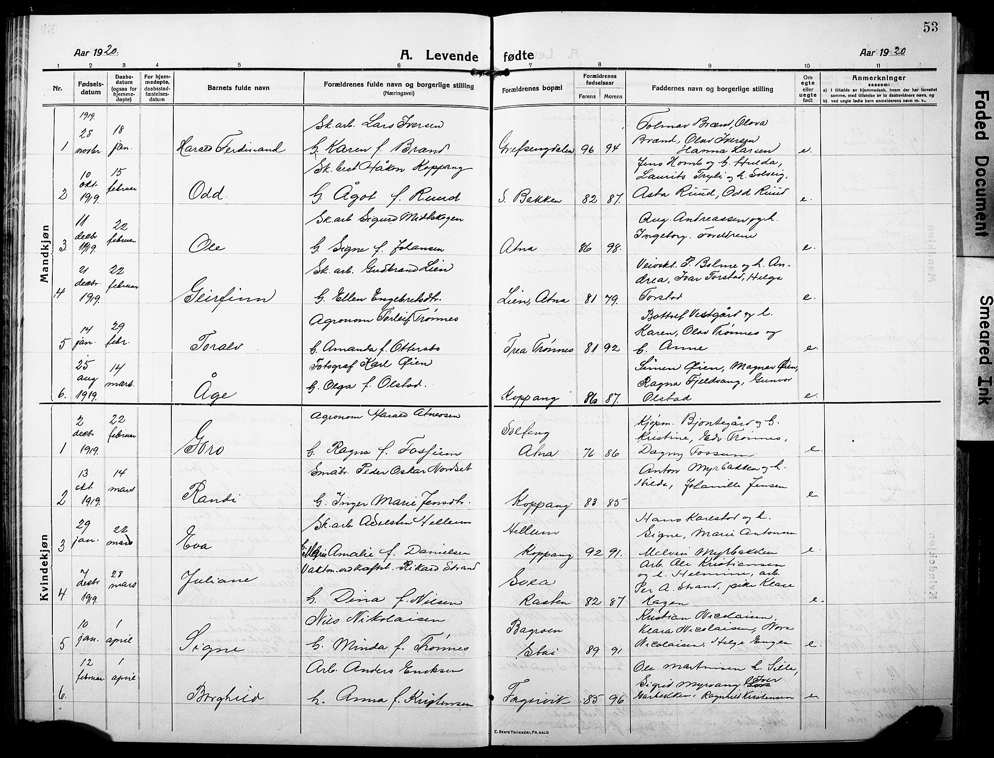 Stor-Elvdal prestekontor, SAH/PREST-052/H/Ha/Hab/L0005: Parish register (copy) no. 5, 1913-1932, p. 53