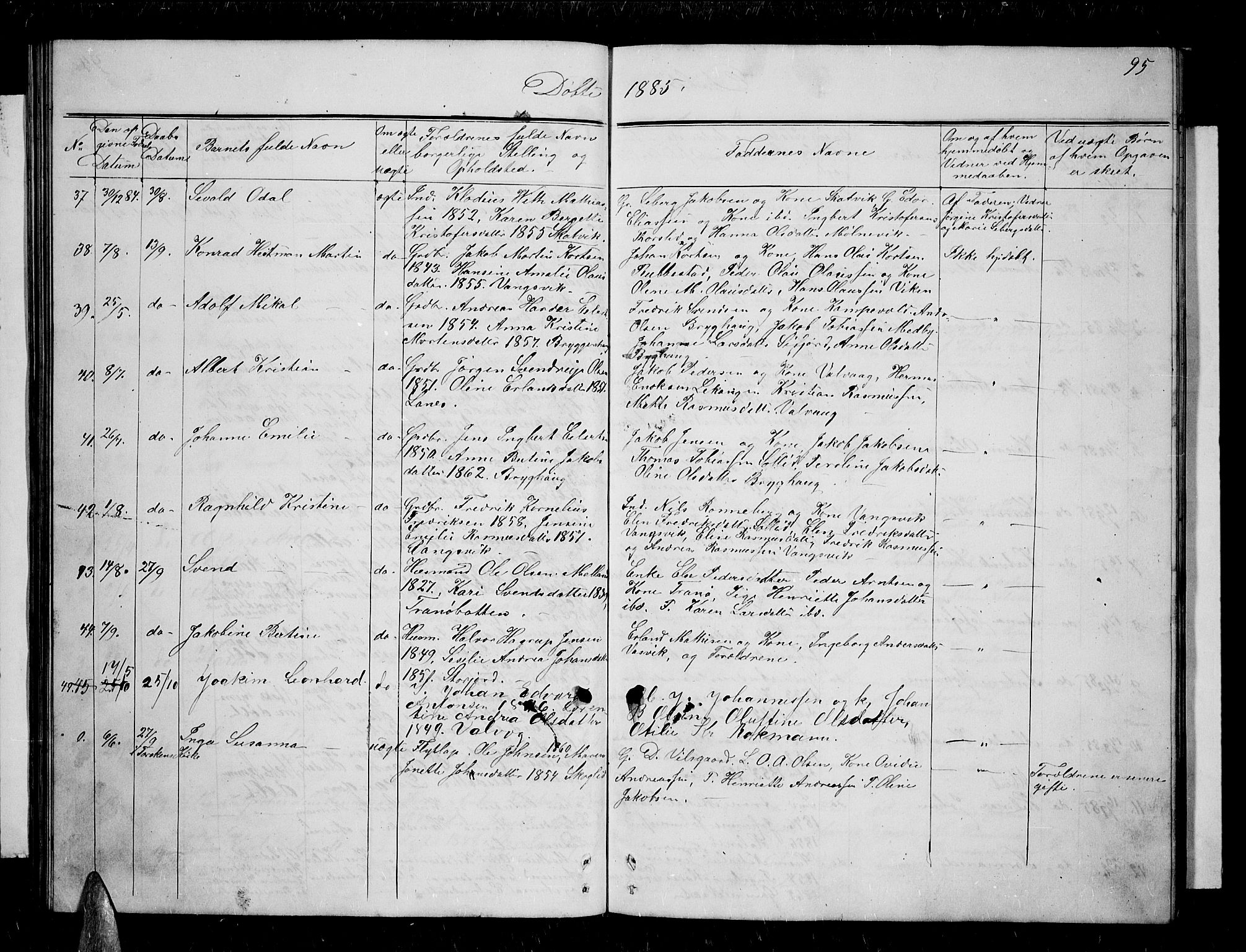 Tranøy sokneprestkontor, SATØ/S-1313/I/Ia/Iab/L0003klokker: Parish register (copy) no. 3, 1861-1887, p. 95