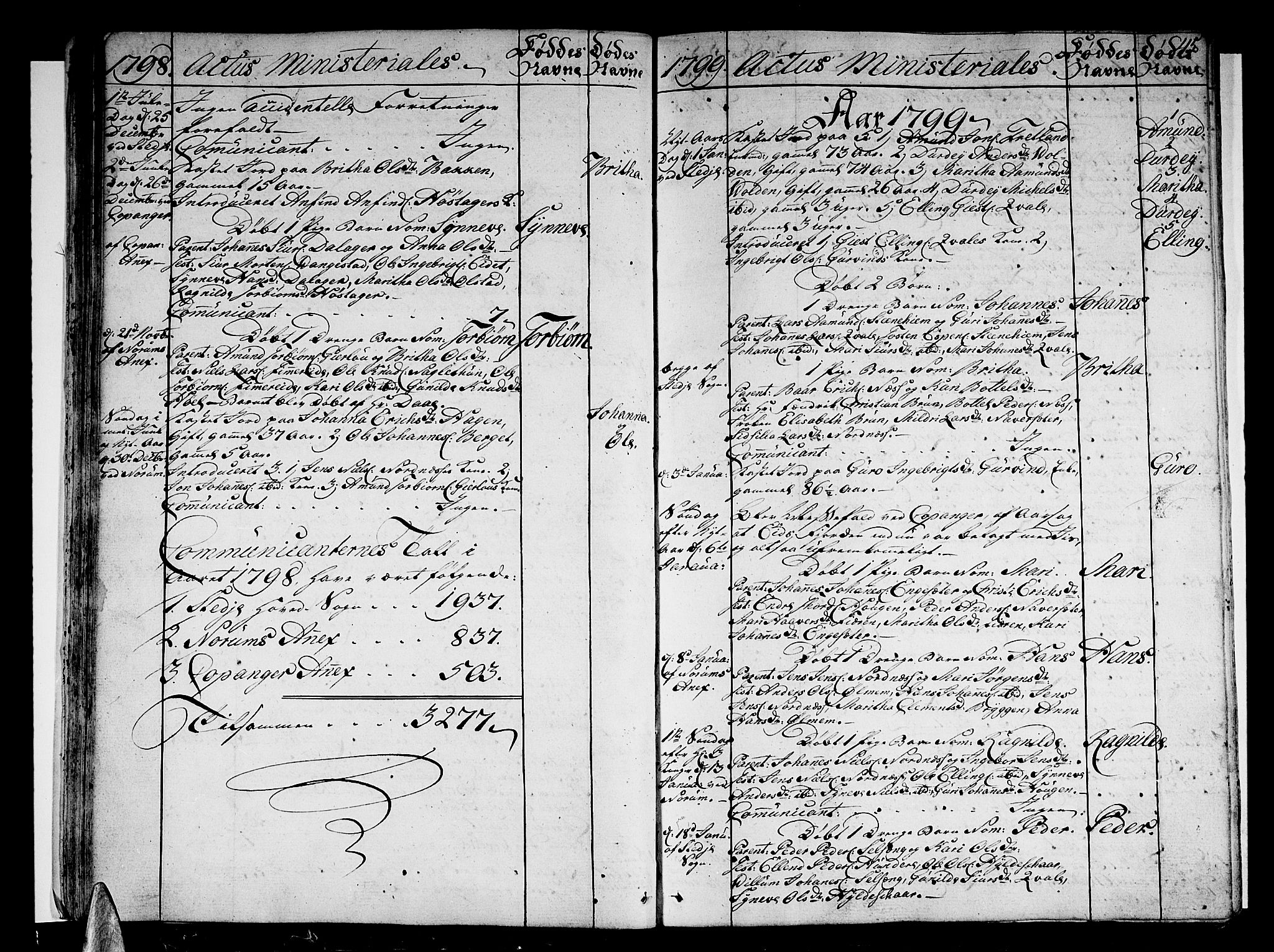 Sogndal sokneprestembete, AV/SAB-A-81301/H/Haa/Haaa/L0008: Parish register (official) no. A 8, 1795-1809, p. 45