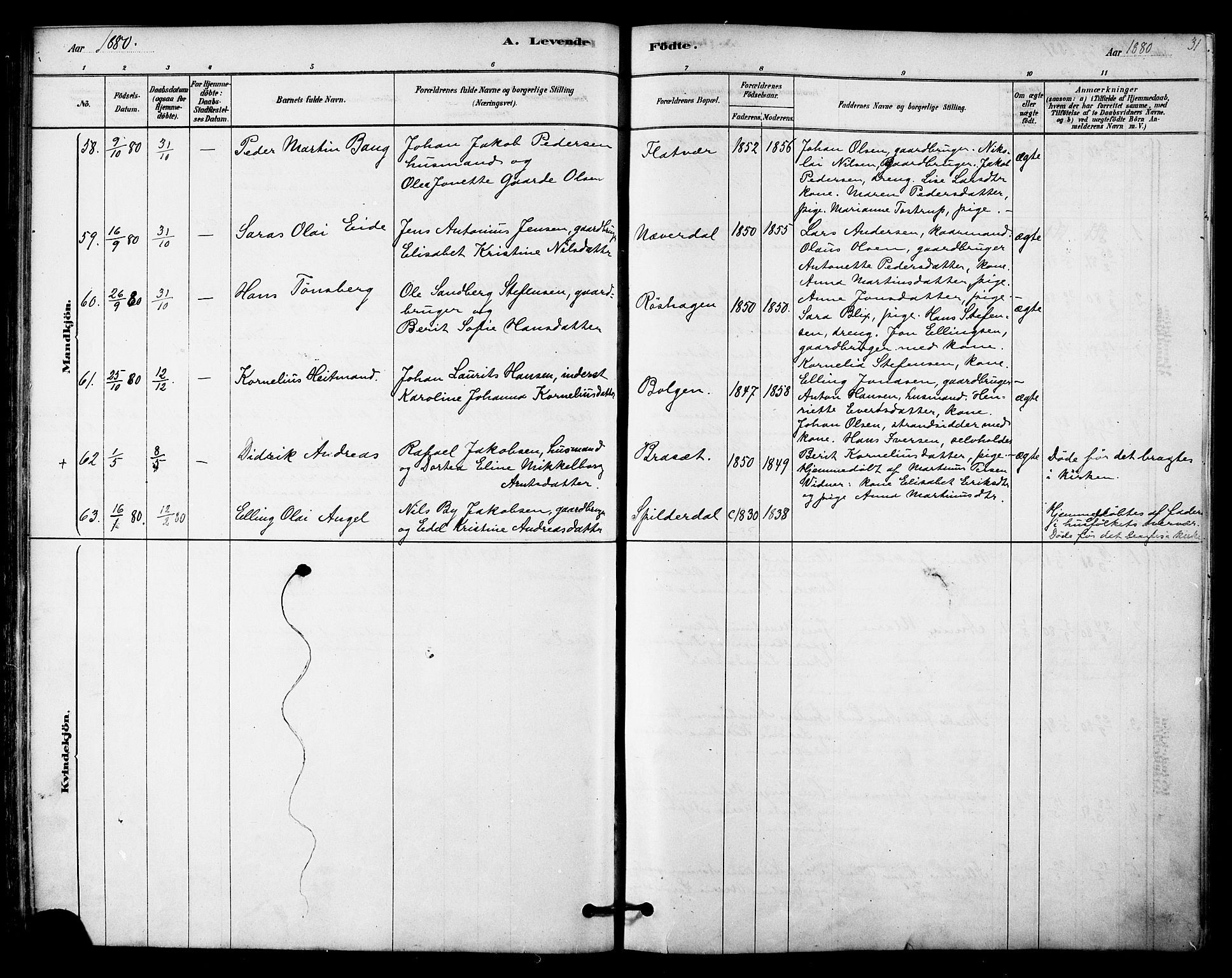 Ministerialprotokoller, klokkerbøker og fødselsregistre - Nordland, AV/SAT-A-1459/843/L0626: Parish register (official) no. 843A01, 1878-1907, p. 31