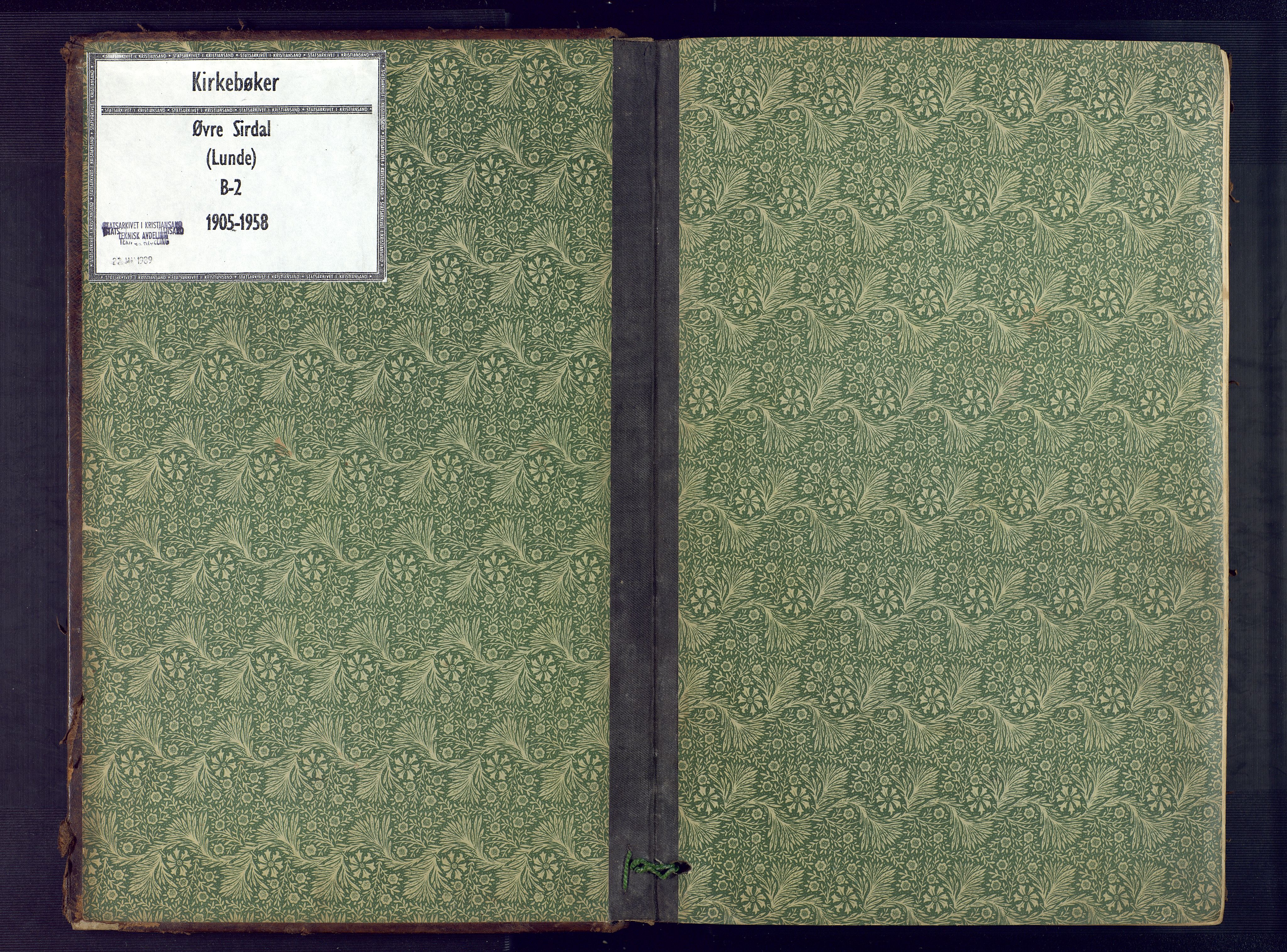 Sirdal sokneprestkontor, AV/SAK-1111-0036/F/Fb/Fba/L0002: Parish register (copy) no. B 2, 1905-1958