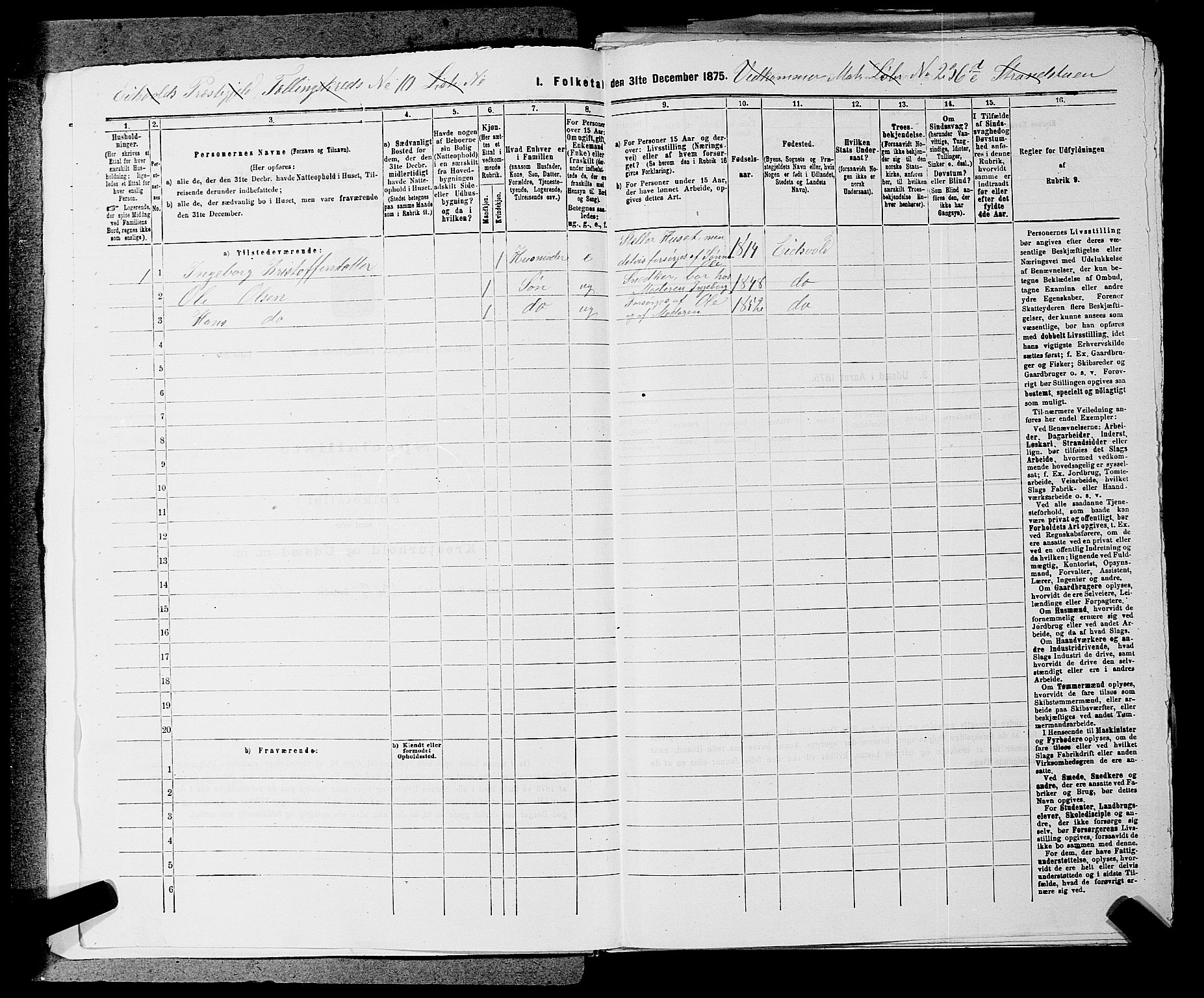 RA, 1875 census for 0237P Eidsvoll, 1875, p. 1470