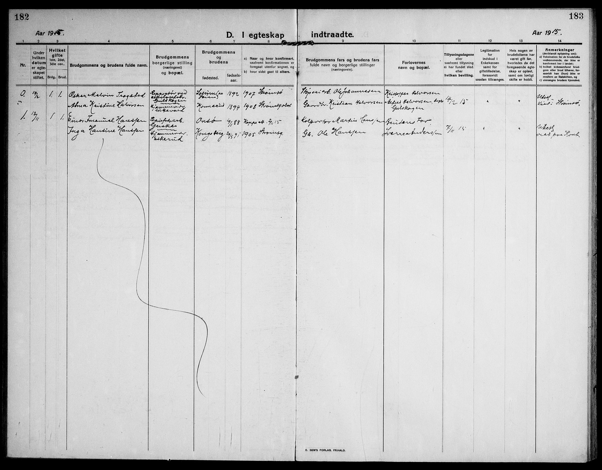 Skoger kirkebøker, AV/SAKO-A-59/F/Fb/L0002: Parish register (official) no. II 2, 1914-1941, p. 182-183