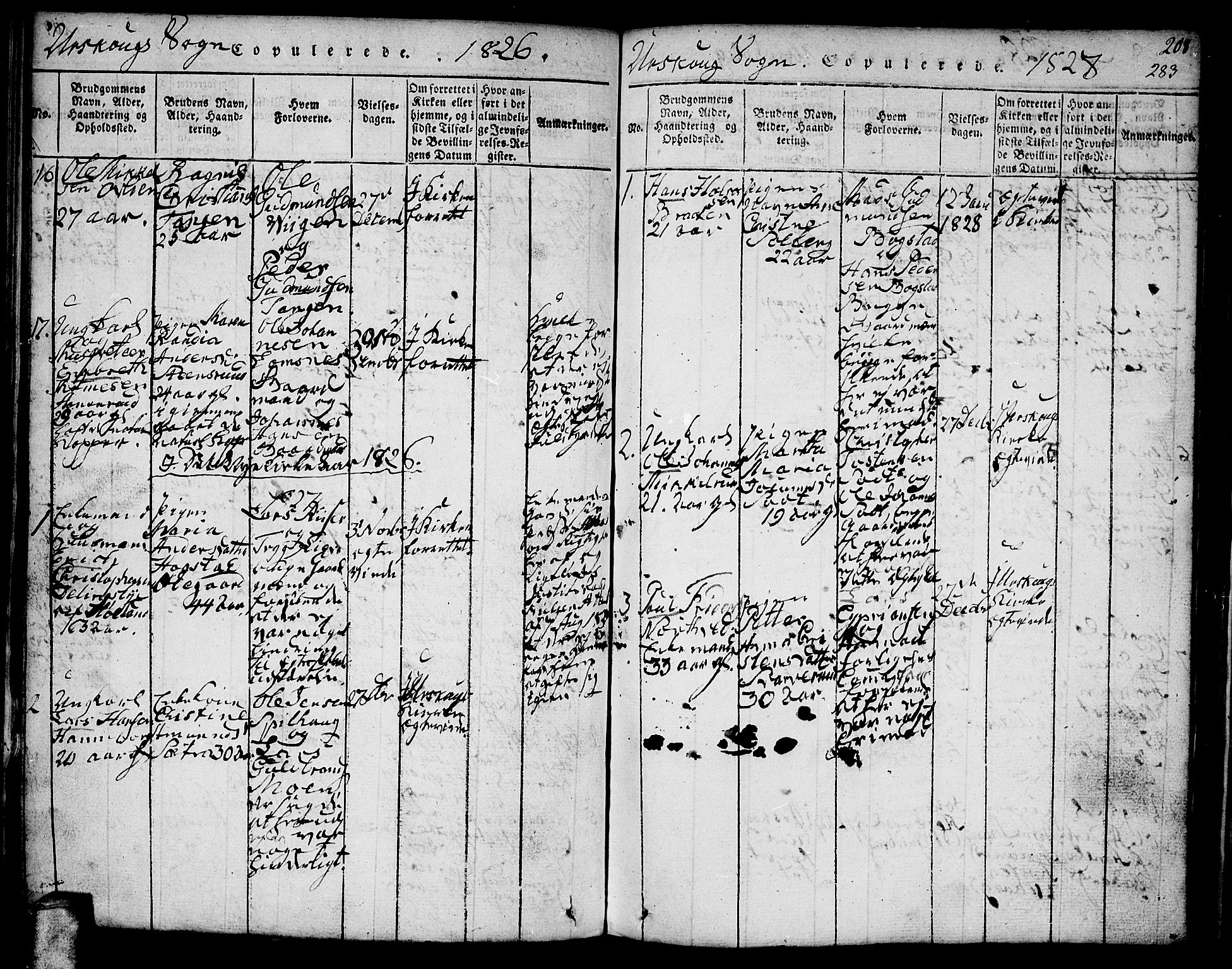 Aurskog prestekontor Kirkebøker, SAO/A-10304a/F/Fa/L0005: Parish register (official) no. I 5, 1814-1829, p. 283