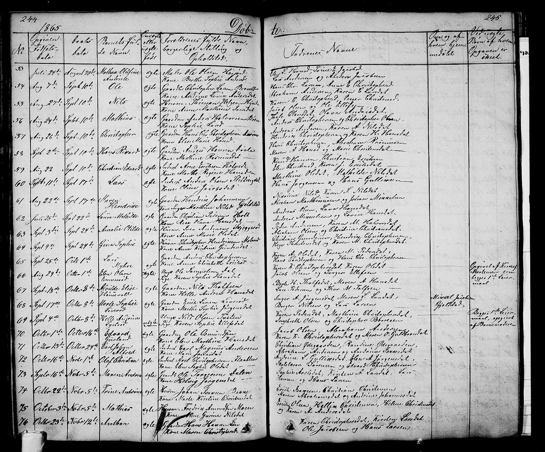 Andebu kirkebøker, AV/SAKO-A-336/G/Ga/L0003: Parish register (copy) no. I 3, 1832-1867, p. 244-245