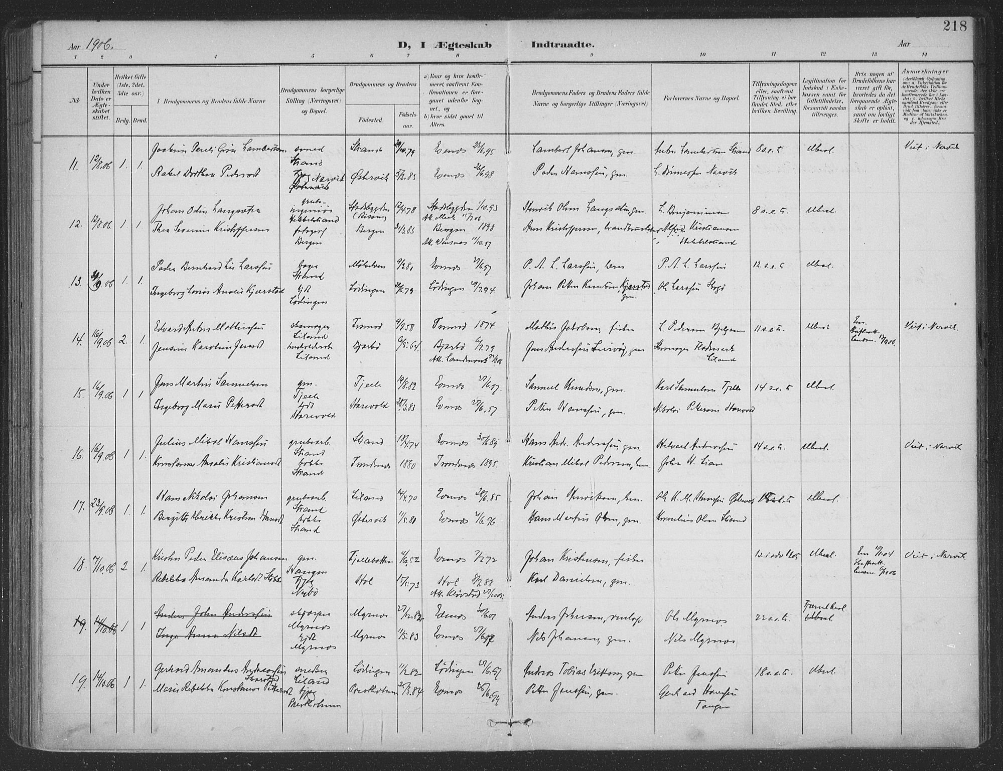 Ministerialprotokoller, klokkerbøker og fødselsregistre - Nordland, AV/SAT-A-1459/863/L0899: Parish register (official) no. 863A11, 1897-1906, p. 218