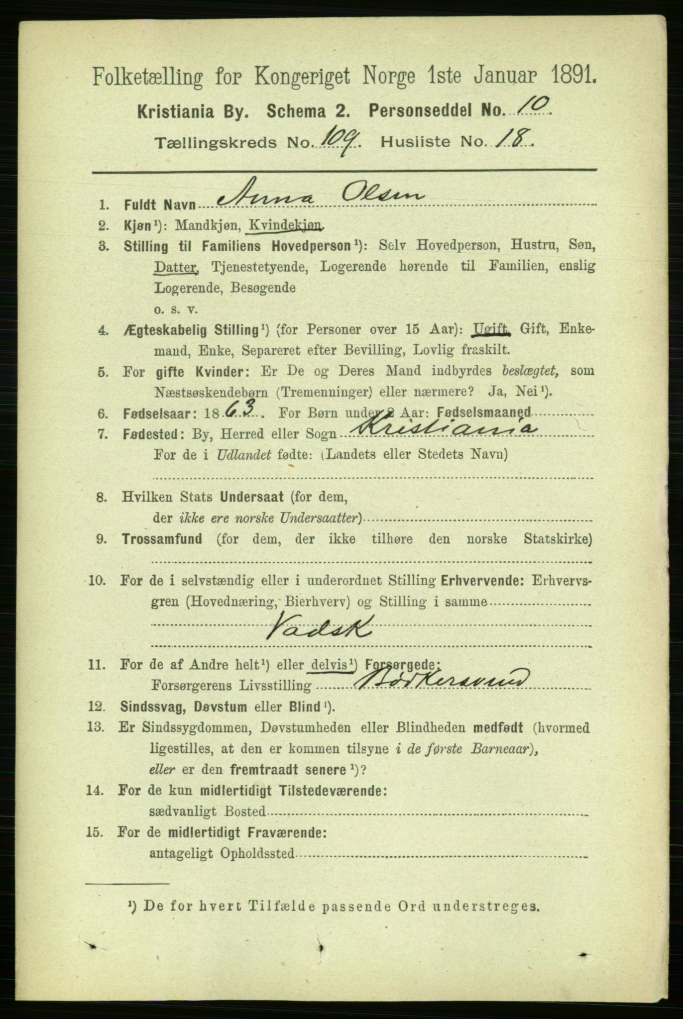 RA, 1891 census for 0301 Kristiania, 1891, p. 57041