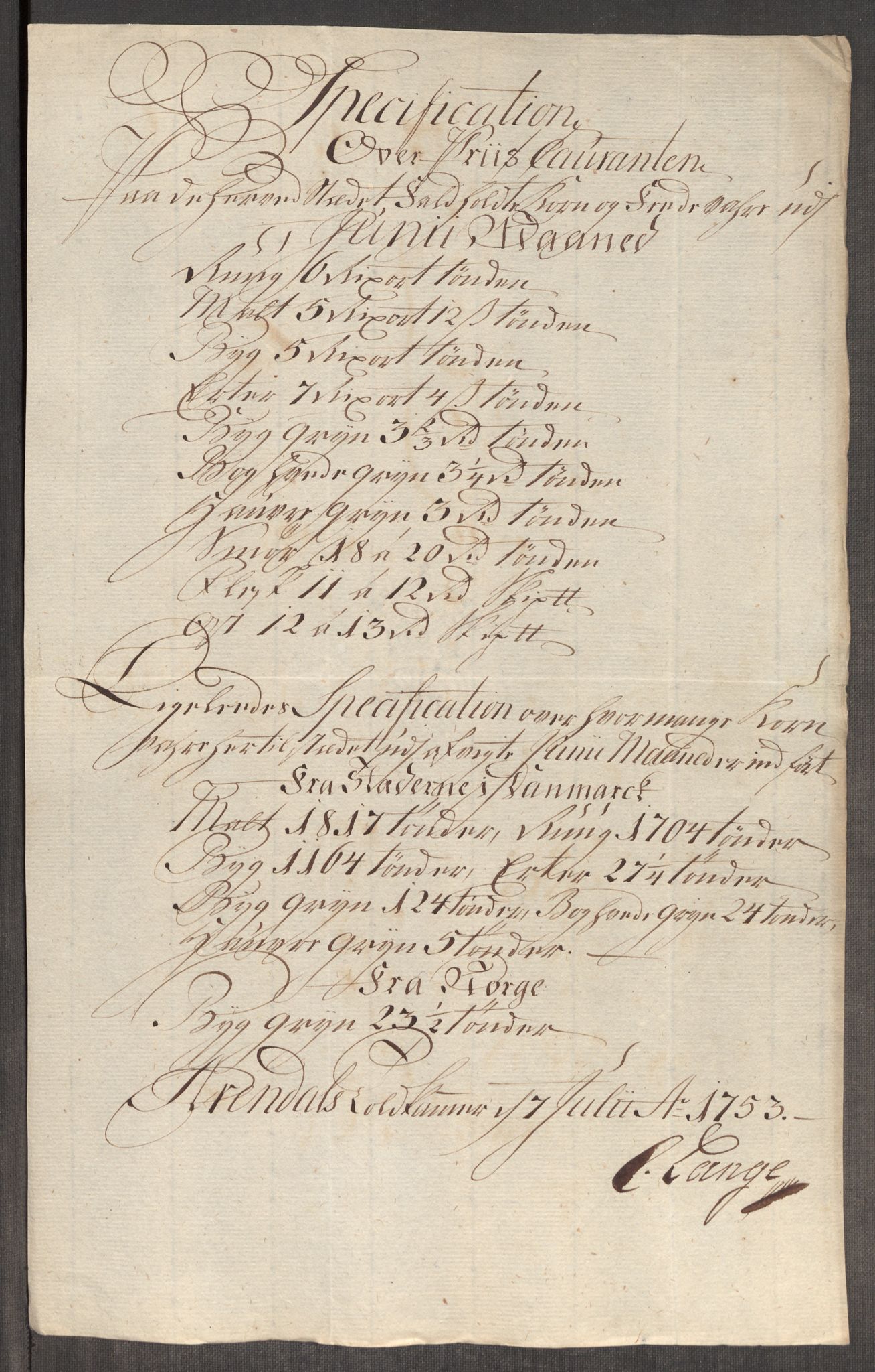 Rentekammeret inntil 1814, Realistisk ordnet avdeling, AV/RA-EA-4070/Oe/L0005: [Ø1]: Priskuranter, 1753-1757, p. 134