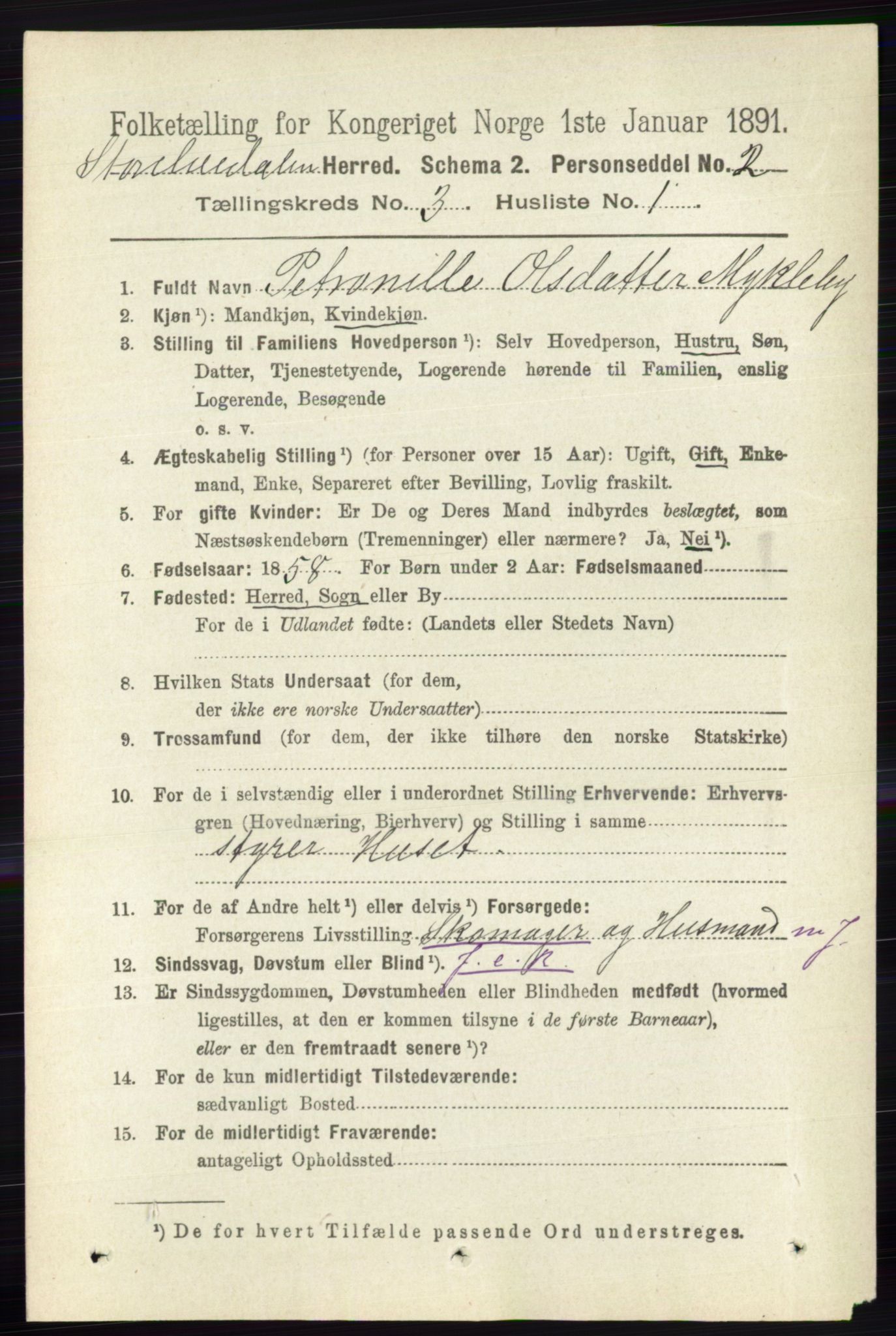 RA, 1891 census for 0430 Stor-Elvdal, 1891, p. 839