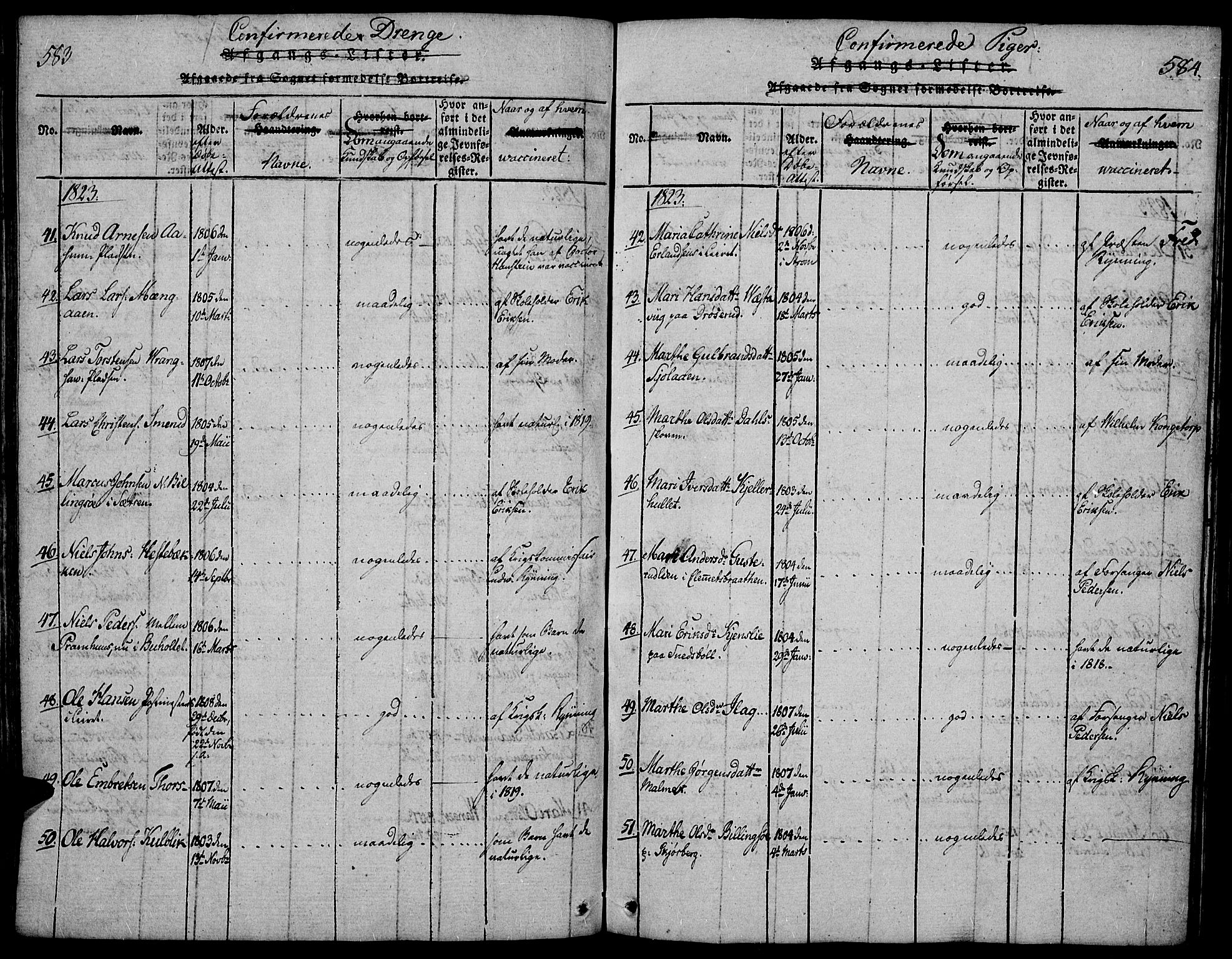 Vinger prestekontor, AV/SAH-PREST-024/H/Ha/Hab/L0001: Parish register (copy) no. 1, 1814-1825, p. 583-584