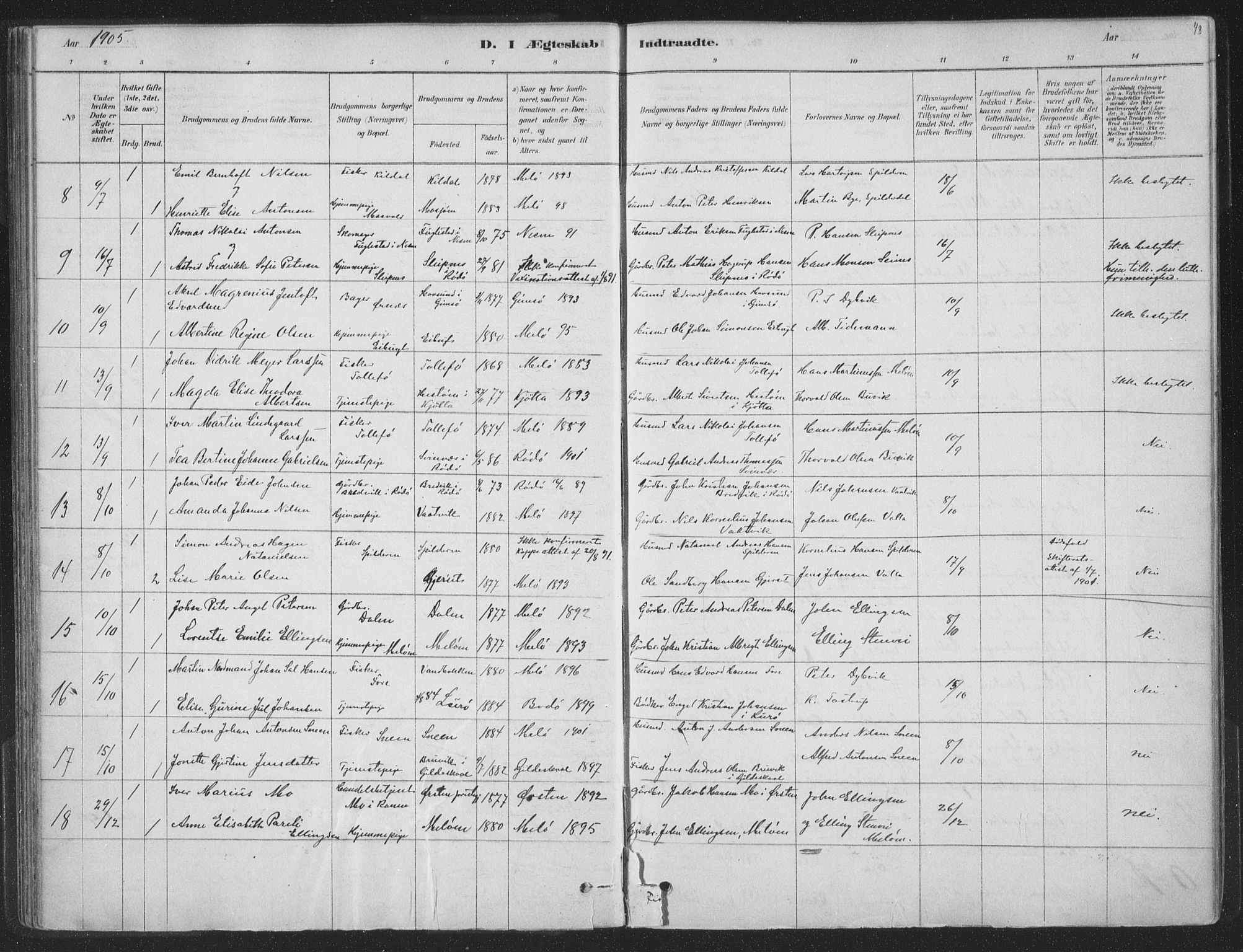 Ministerialprotokoller, klokkerbøker og fødselsregistre - Nordland, SAT/A-1459/843/L0627: Parish register (official) no. 843A02, 1878-1908, p. 48