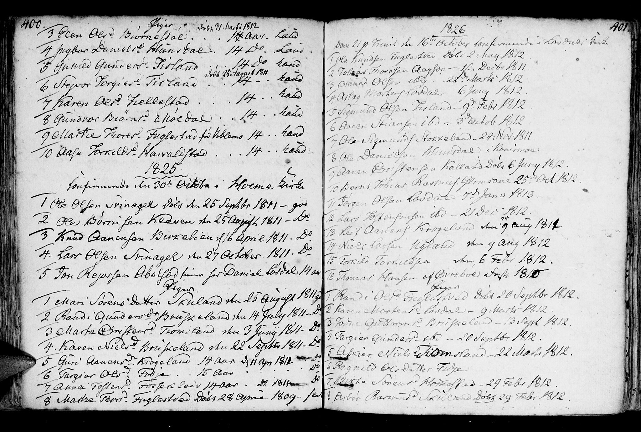 Holum sokneprestkontor, AV/SAK-1111-0022/F/Fa/Fab/L0004: Parish register (official) no. A 4, 1774-1847, p. 400-401