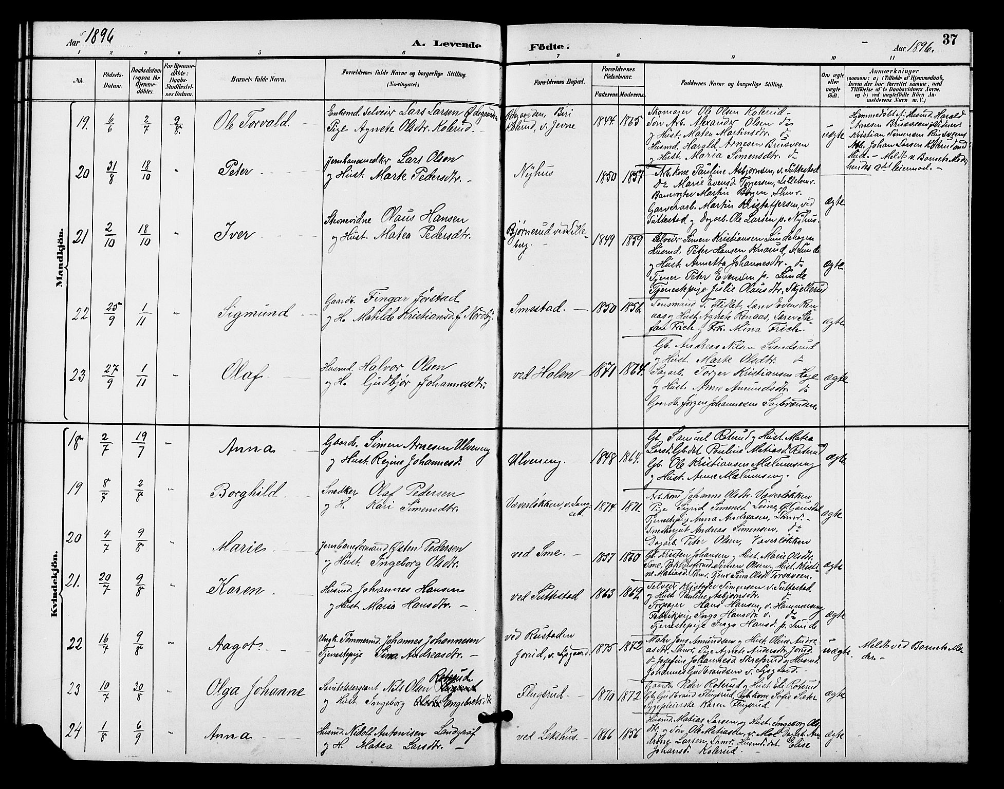 Fåberg prestekontor, AV/SAH-PREST-086/H/Ha/Hab/L0009: Parish register (copy) no. 9, 1891-1902, p. 37