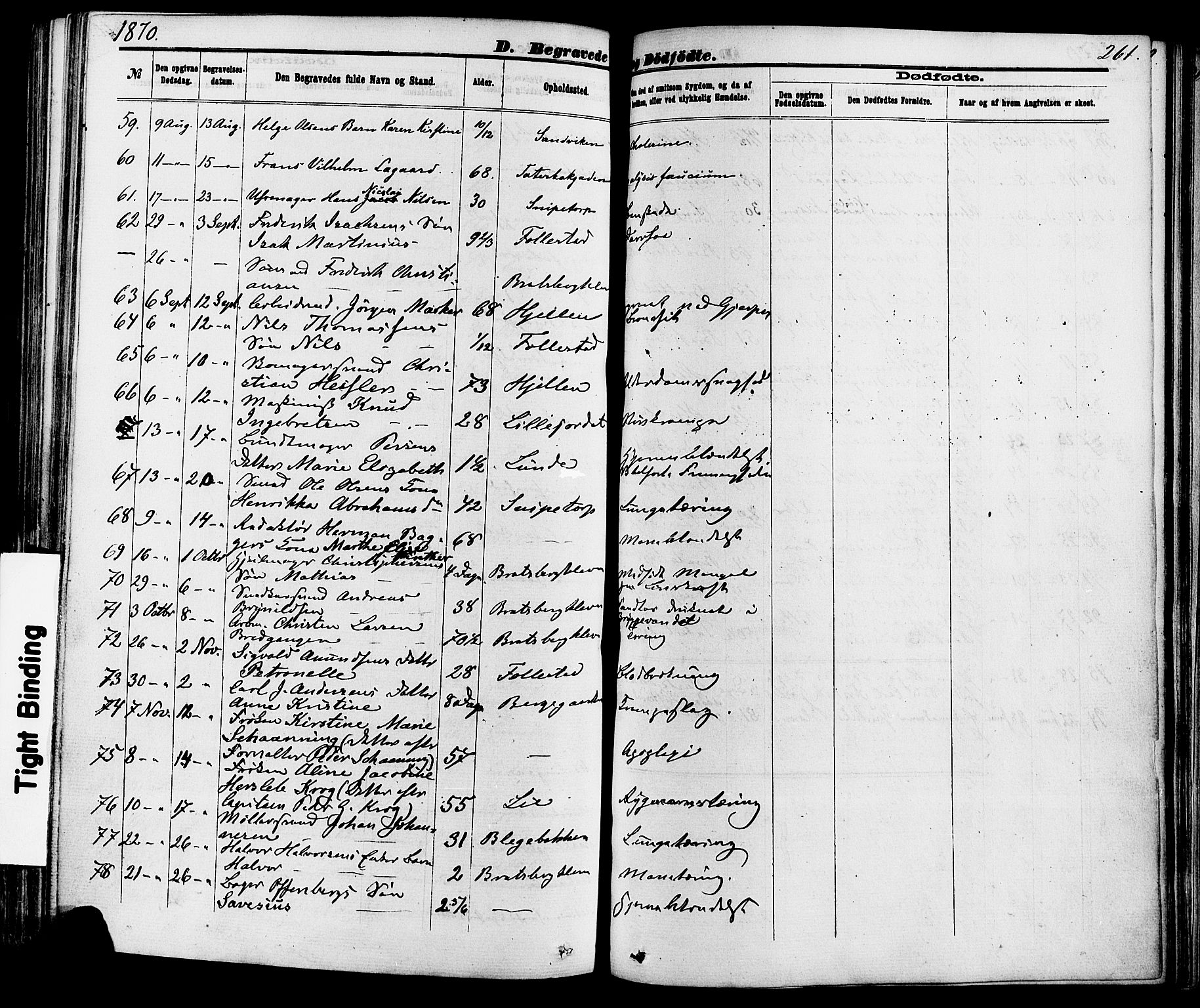 Skien kirkebøker, AV/SAKO-A-302/F/Fa/L0008: Parish register (official) no. 8, 1866-1877, p. 261