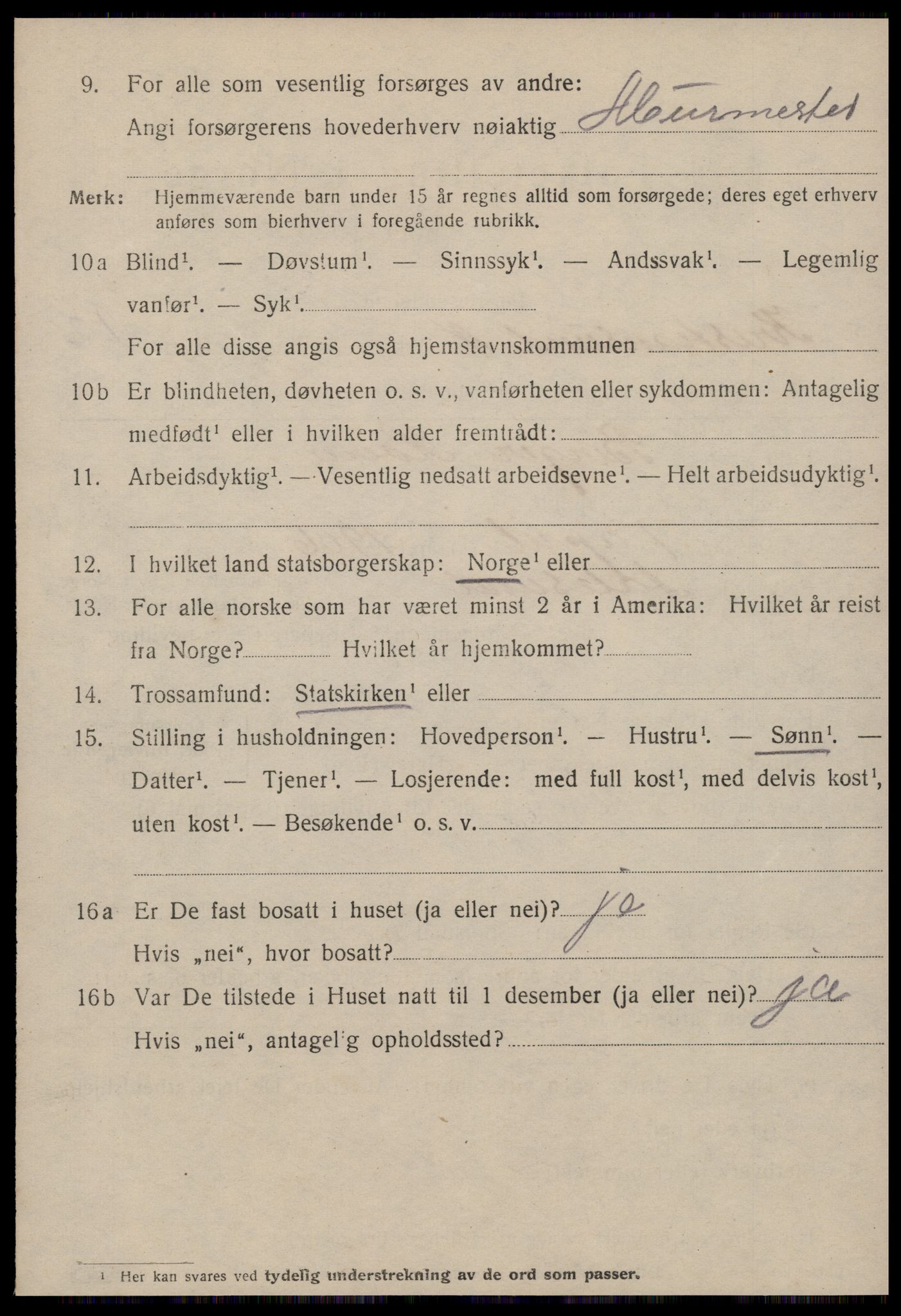 SAT, 1920 census for Kristiansund, 1920, p. 25278