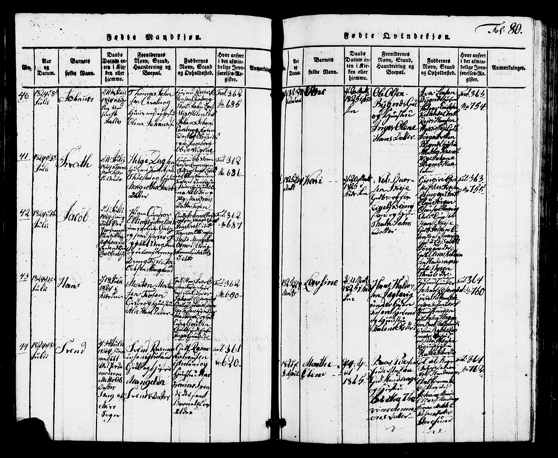 Avaldsnes sokneprestkontor, AV/SAST-A -101851/H/Ha/Hab/L0001: Parish register (copy) no. B 1, 1816-1825, p. 80