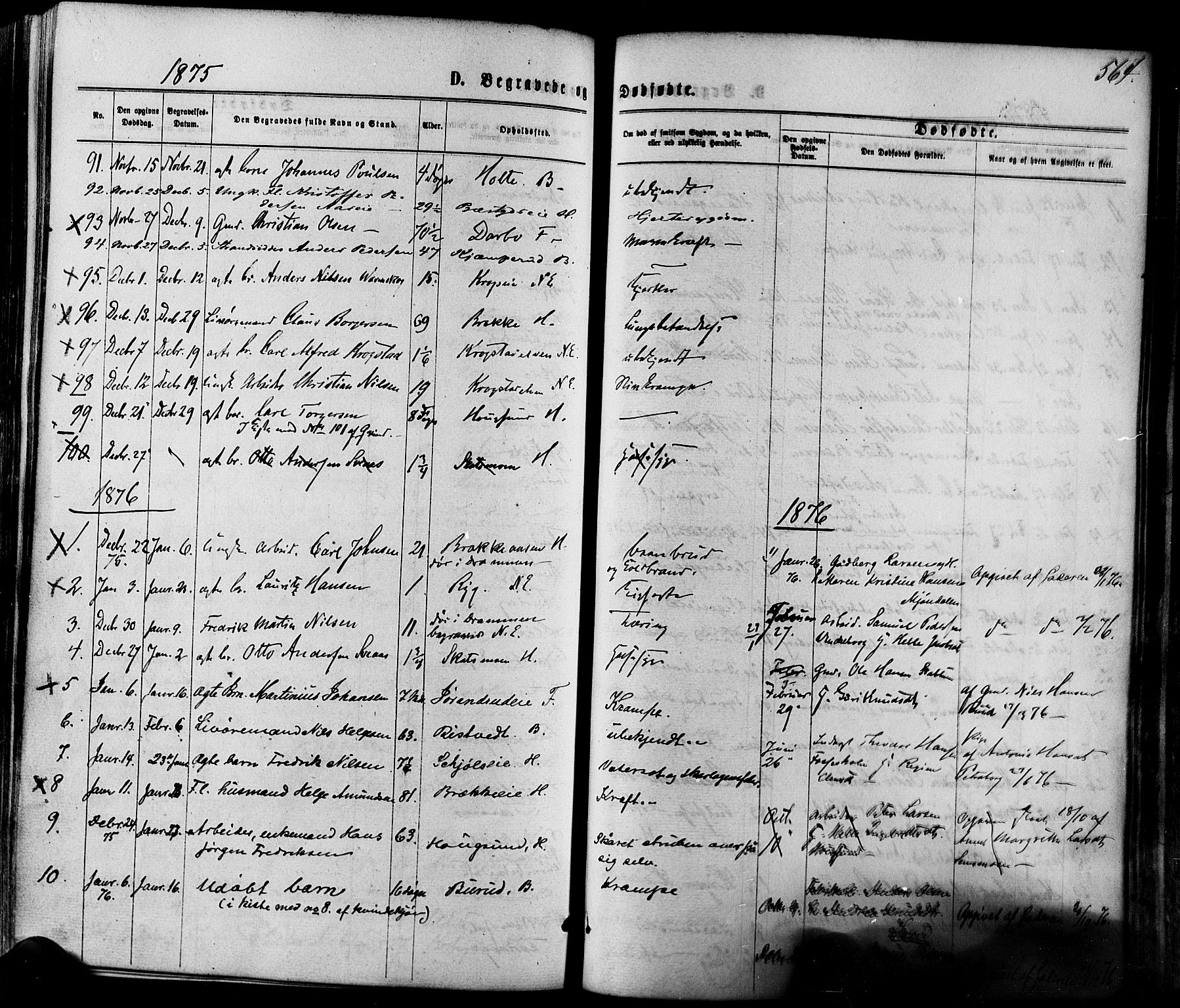 Eiker kirkebøker, AV/SAKO-A-4/F/Fa/L0017: Parish register (official) no. I 17, 1869-1877, p. 564