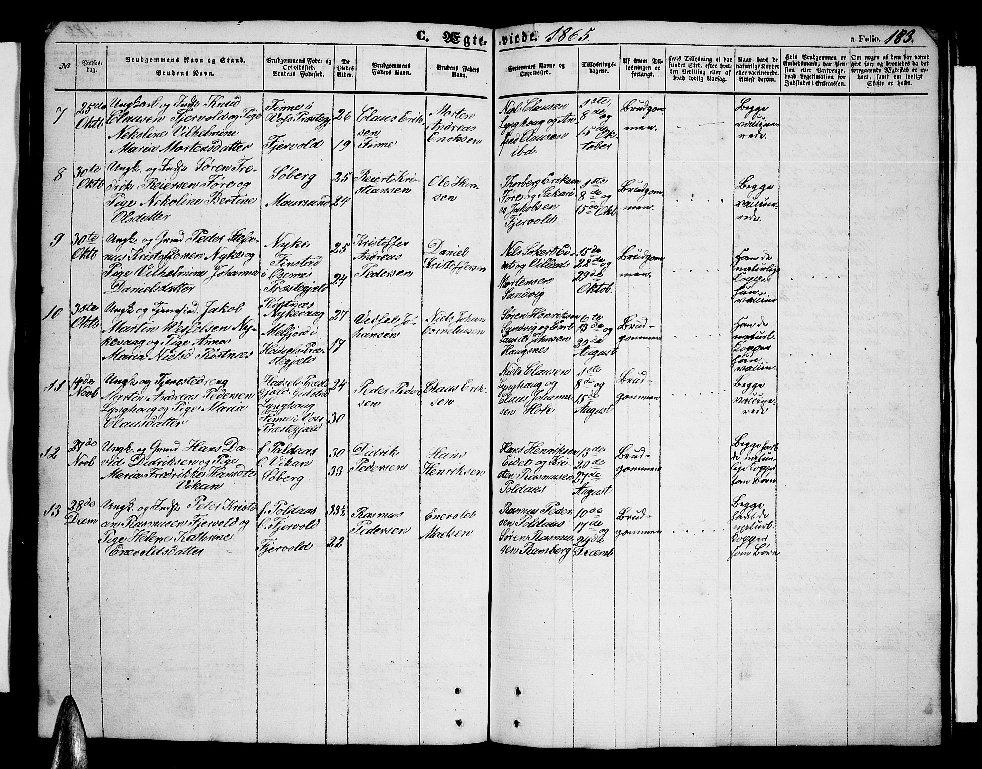 Ministerialprotokoller, klokkerbøker og fødselsregistre - Nordland, SAT/A-1459/891/L1313: Parish register (copy) no. 891C02, 1856-1870, p. 183