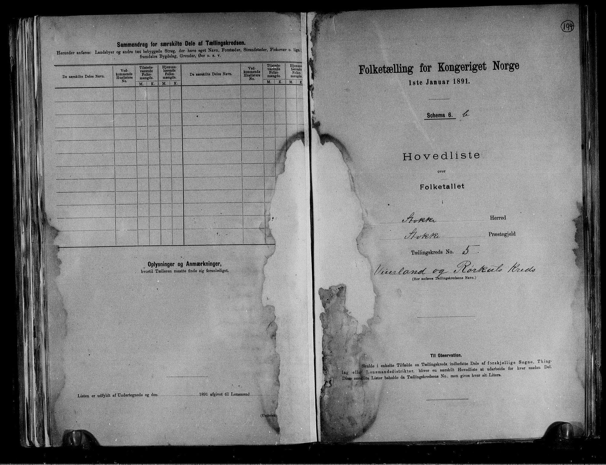 RA, 1891 census for 0720 Stokke, 1891, p. 21