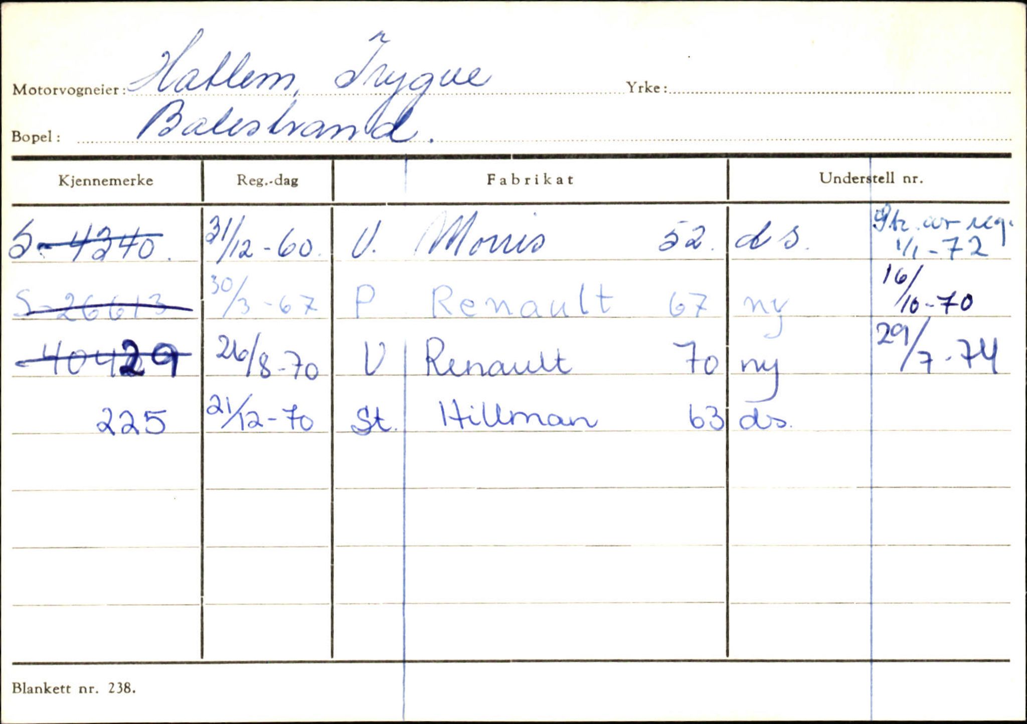 Statens vegvesen, Sogn og Fjordane vegkontor, AV/SAB-A-5301/4/F/L0132: Eigarregister Askvoll A-Å. Balestrand A-Å, 1945-1975, p. 1810