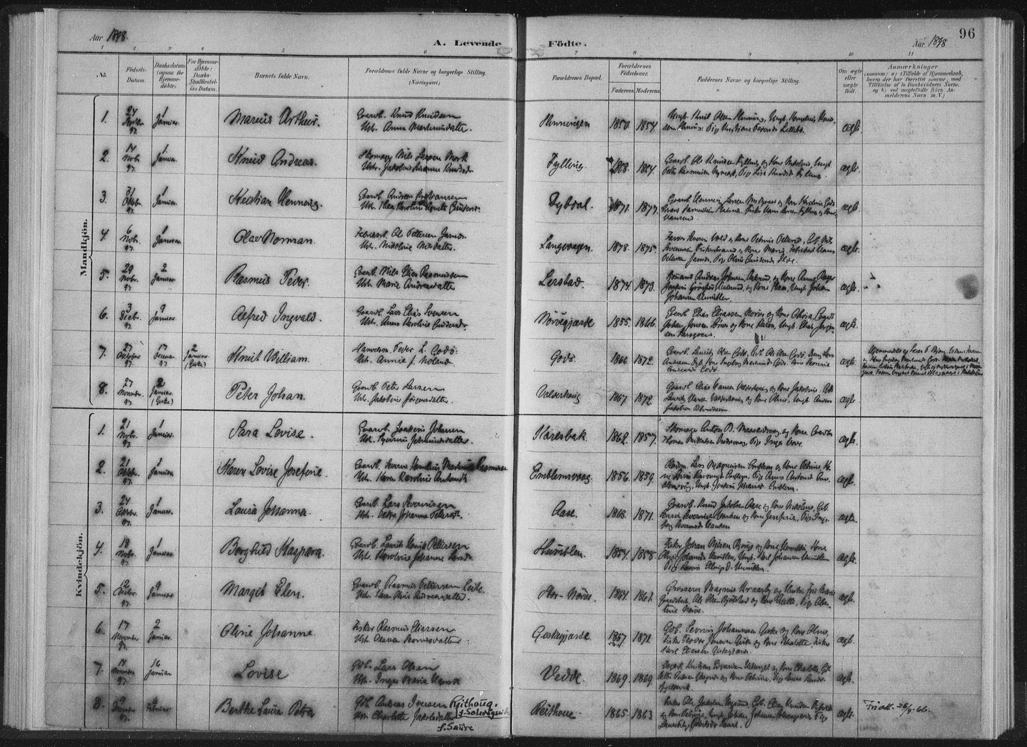 Ministerialprotokoller, klokkerbøker og fødselsregistre - Møre og Romsdal, AV/SAT-A-1454/528/L0405: Parish register (official) no. 528A14, 1891-1906, p. 96