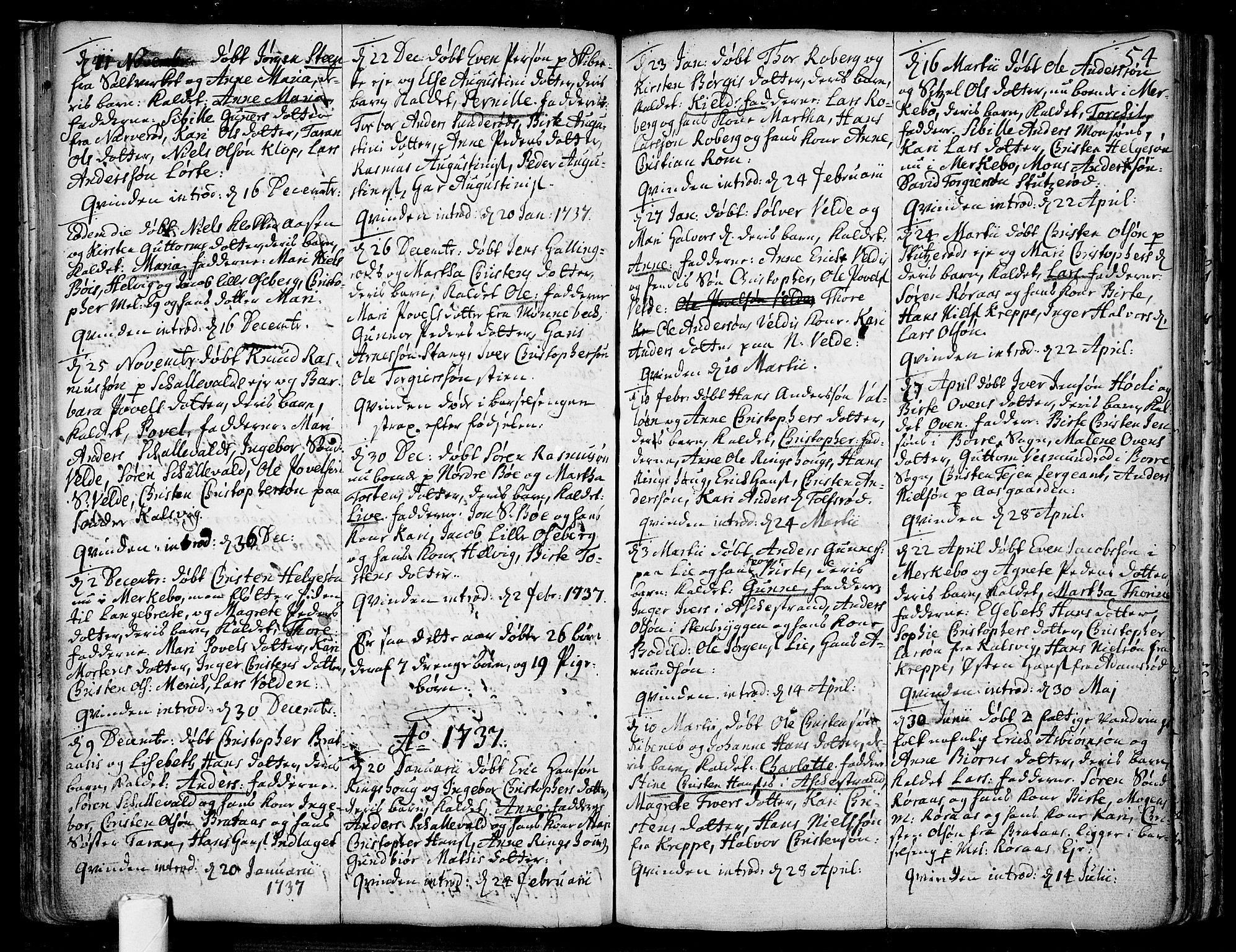 Sem kirkebøker, SAKO/A-5/F/Fb/L0001: Parish register (official) no. II 1, 1702-1764, p. 54