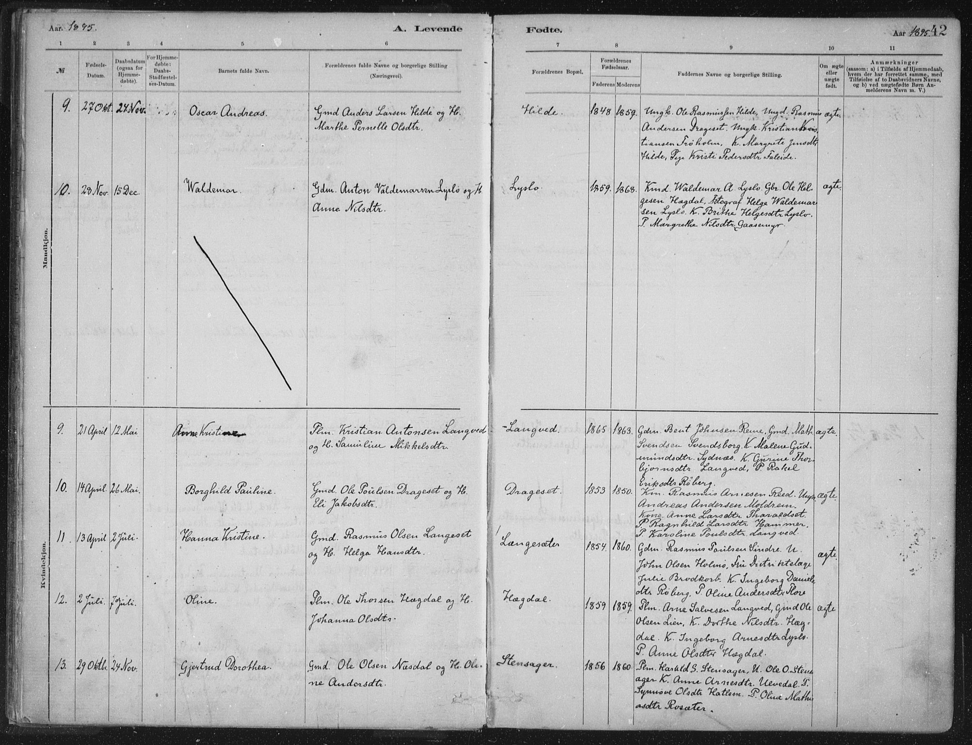 Innvik sokneprestembete, AV/SAB-A-80501: Parish register (official) no. B  1, 1879-1902, p. 42