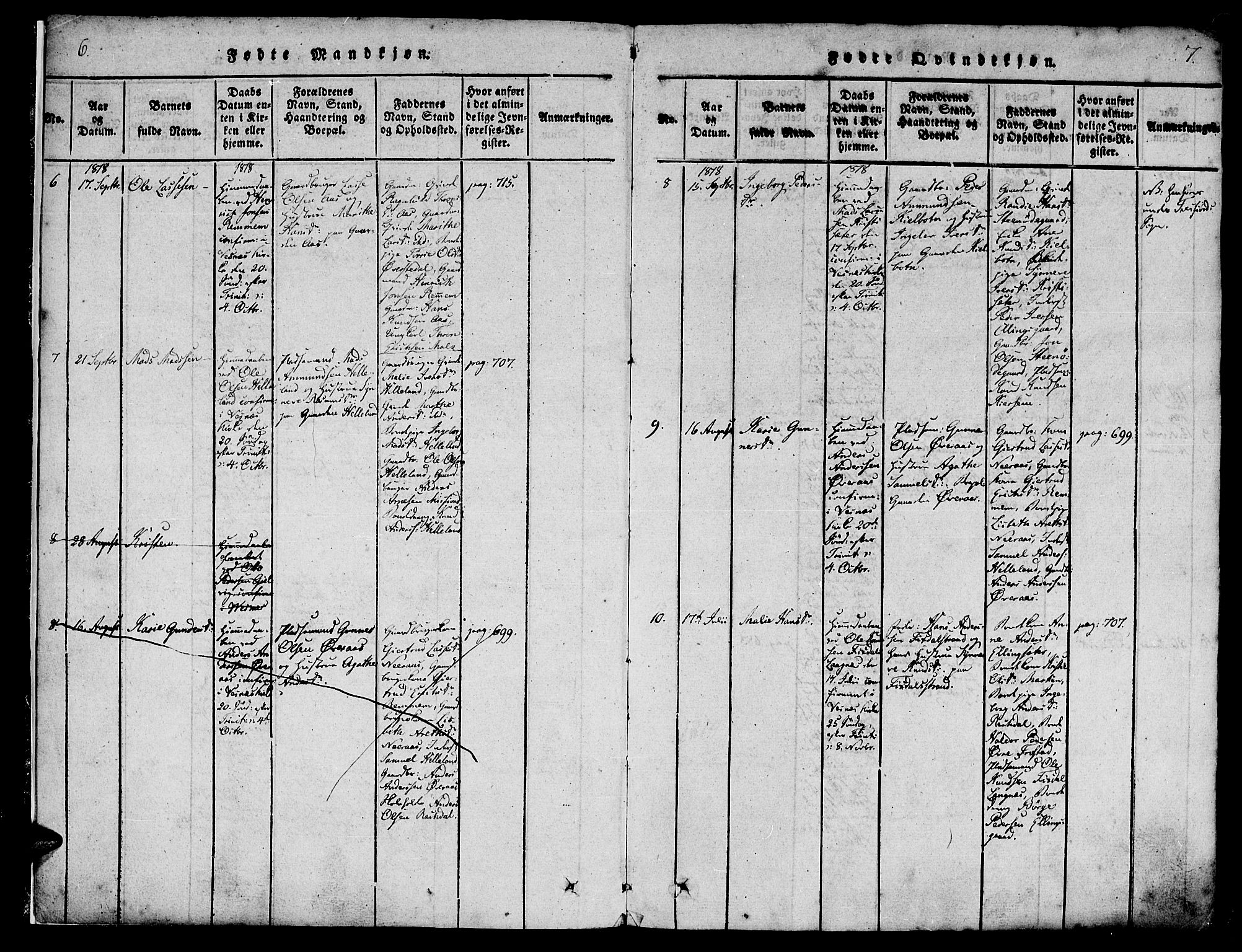 Ministerialprotokoller, klokkerbøker og fødselsregistre - Møre og Romsdal, AV/SAT-A-1454/539/L0528: Parish register (official) no. 539A01, 1818-1847, p. 6-7