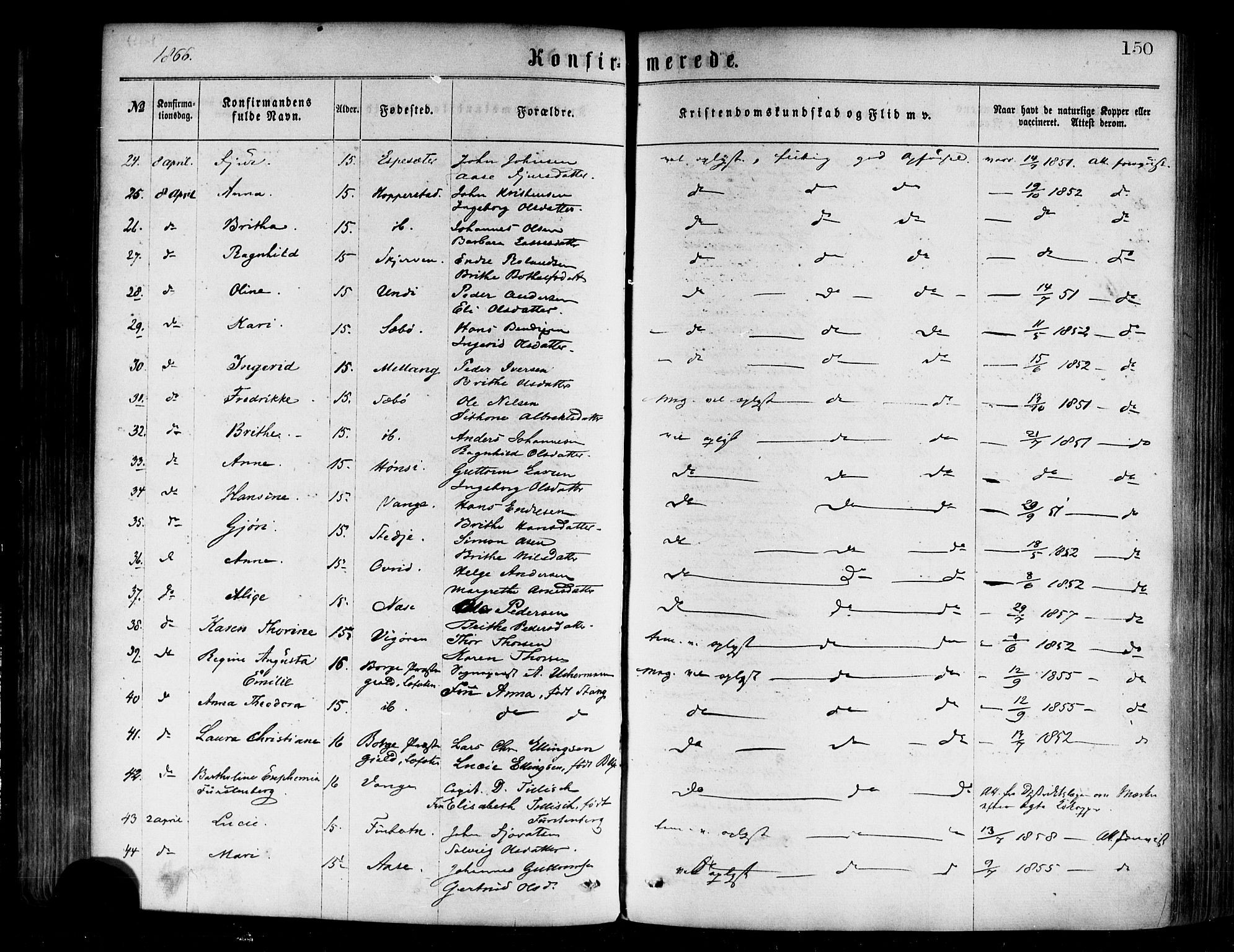 Vik sokneprestembete, SAB/A-81501: Parish register (official) no. A 9, 1866-1877, p. 150