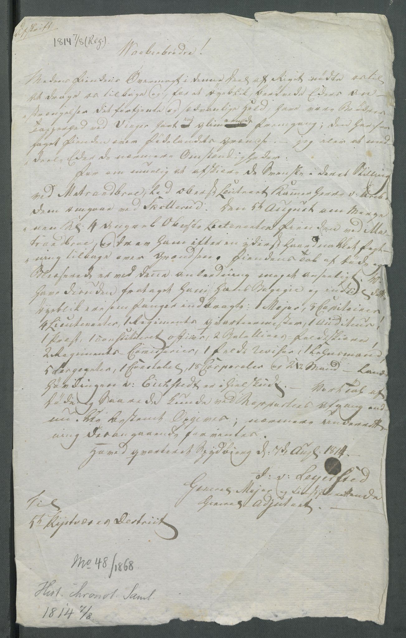 Forskjellige samlinger, Historisk-kronologisk samling, AV/RA-EA-4029/G/Ga/L0009A: Historisk-kronologisk samling. Dokumenter fra januar og ut september 1814. , 1814, p. 236