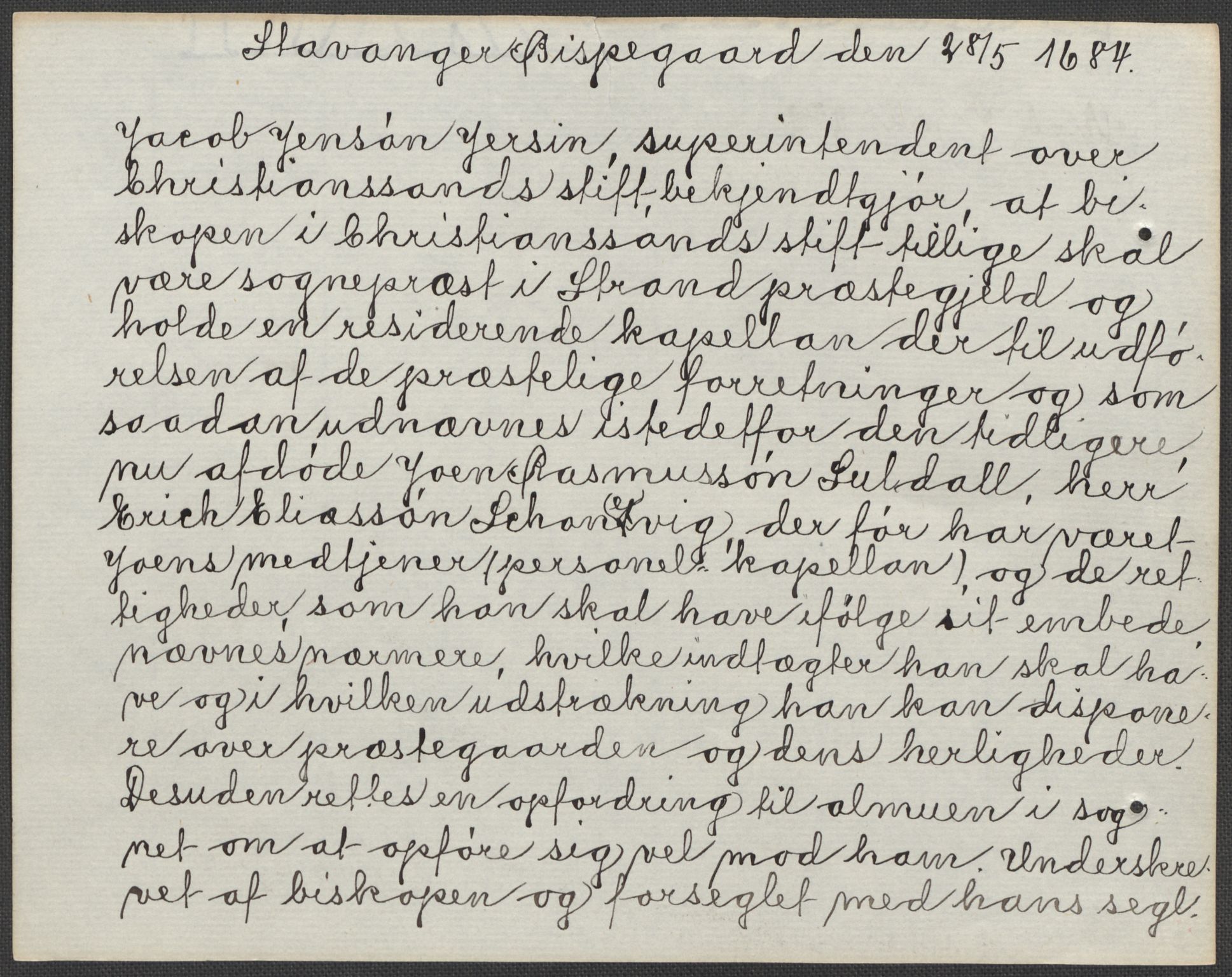 Riksarkivets diplomsamling, AV/RA-EA-5965/F15/L0031: Prestearkiv - Aust-Agder, Vest-Agder og Rogaland, 1575-1768, p. 172