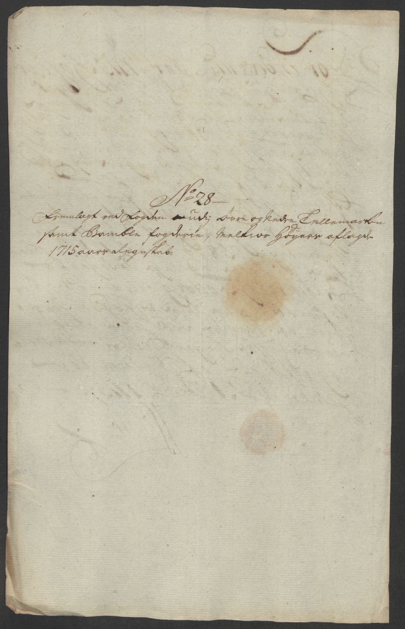 Rentekammeret inntil 1814, Reviderte regnskaper, Fogderegnskap, AV/RA-EA-4092/R36/L2127: Fogderegnskap Øvre og Nedre Telemark og Bamble, 1715, p. 279